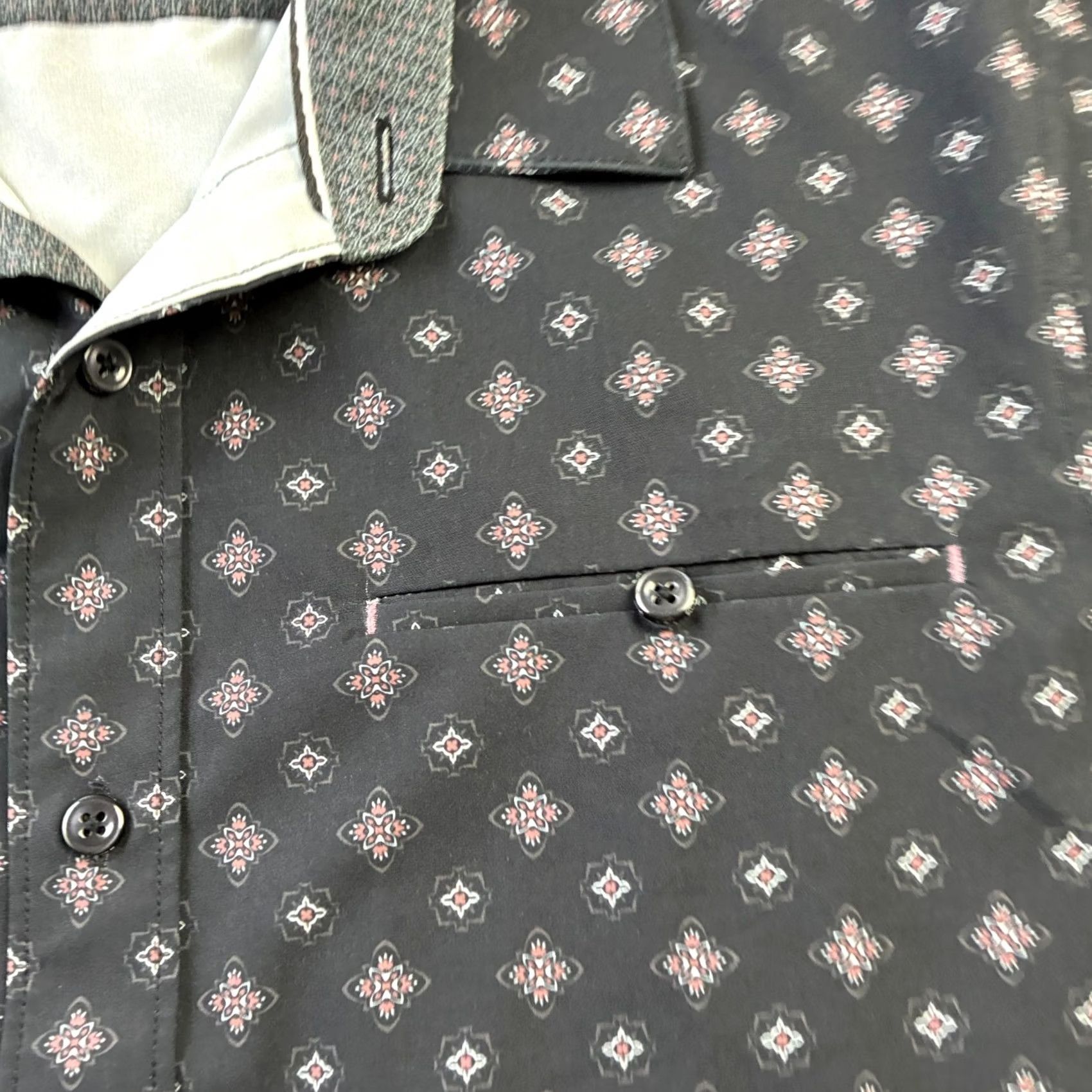 Vintage 7 Diamonds Shirt Mens M Black 4 Way Stretch Button Up Geometric Flip Short Sleeve Mini Review Based on Original Title Size US M / EU 48-50 / 2 - 4 Thumbnail