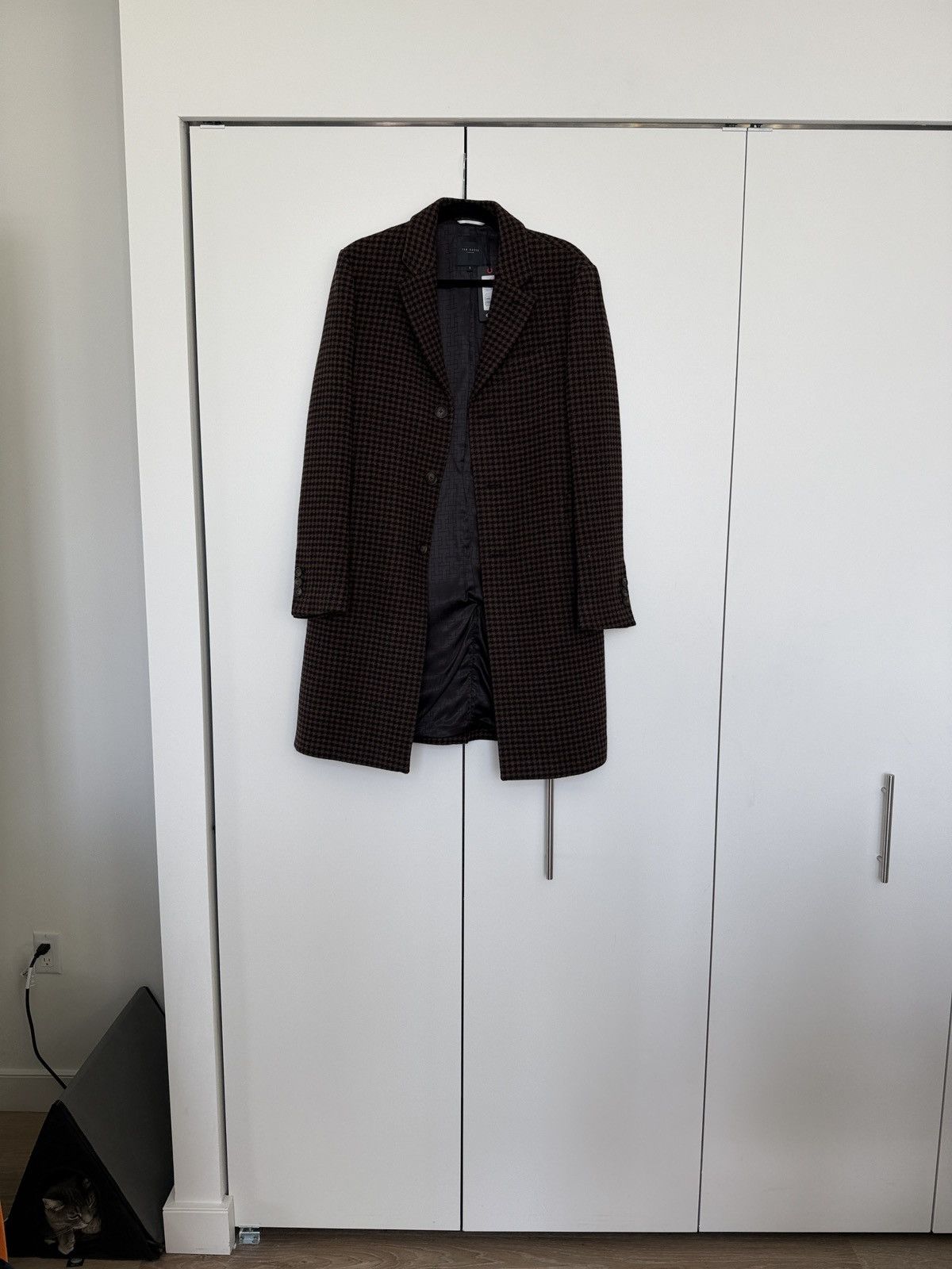 Ted Baker Men’s Black and Brown Ted Baker Houndstooth Coat Size US S / EU 44-46 / 1 - 1 Thumbnail