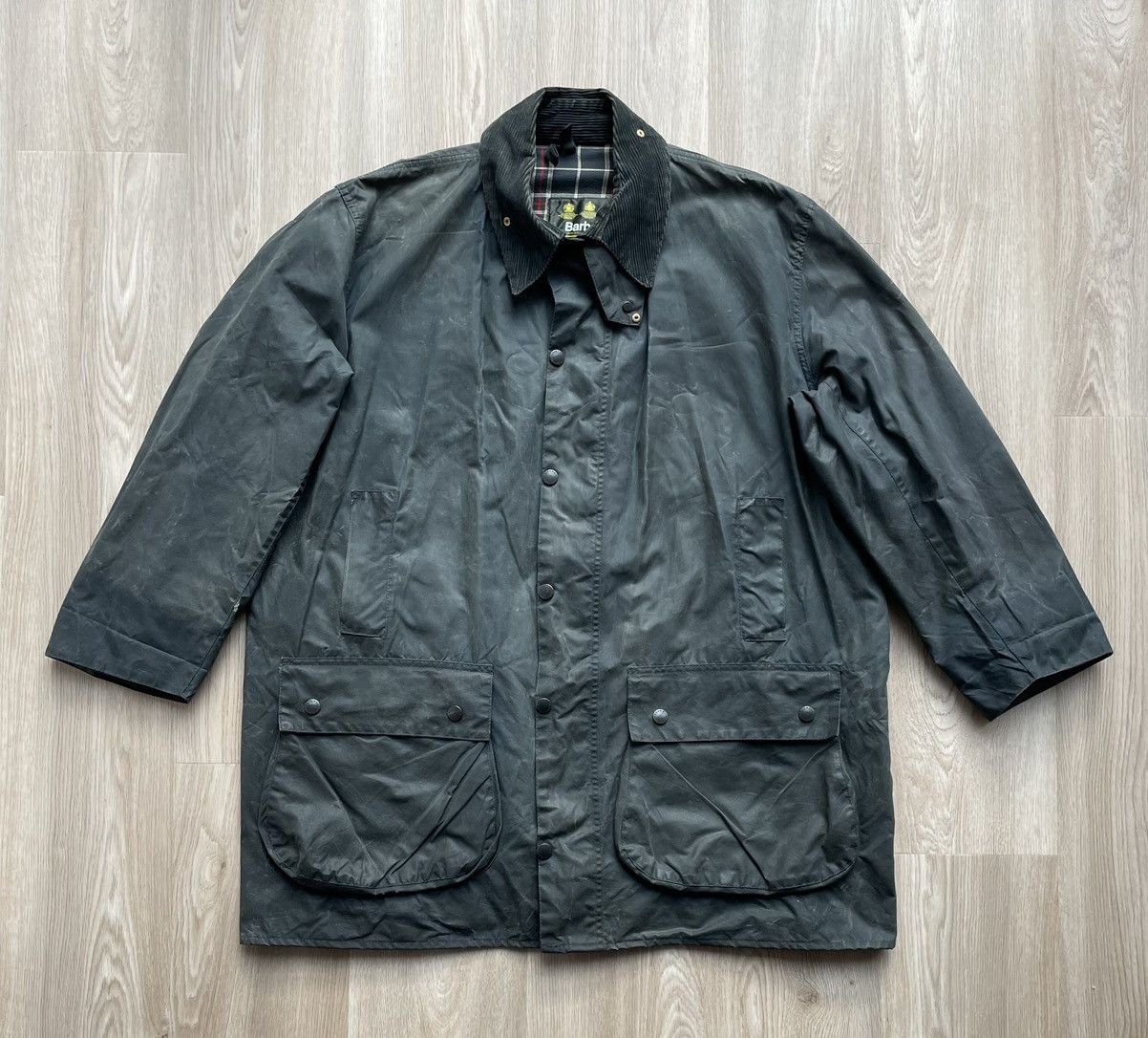 image of Barbour A205 Border Waxed Jacket Navy Blue C50/127Cm, Men's (Size 2XL)