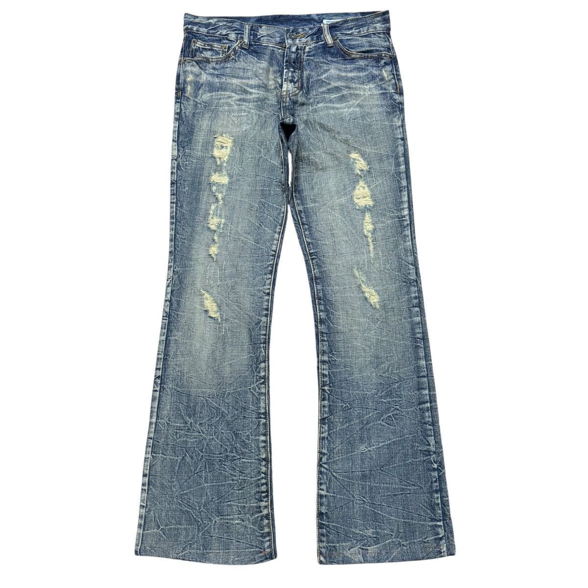 semanticdesign Semantic Design Acid Wash Distressed Denim Flare Jeans Size US 32 / EU 48 - 1 Thumbnail