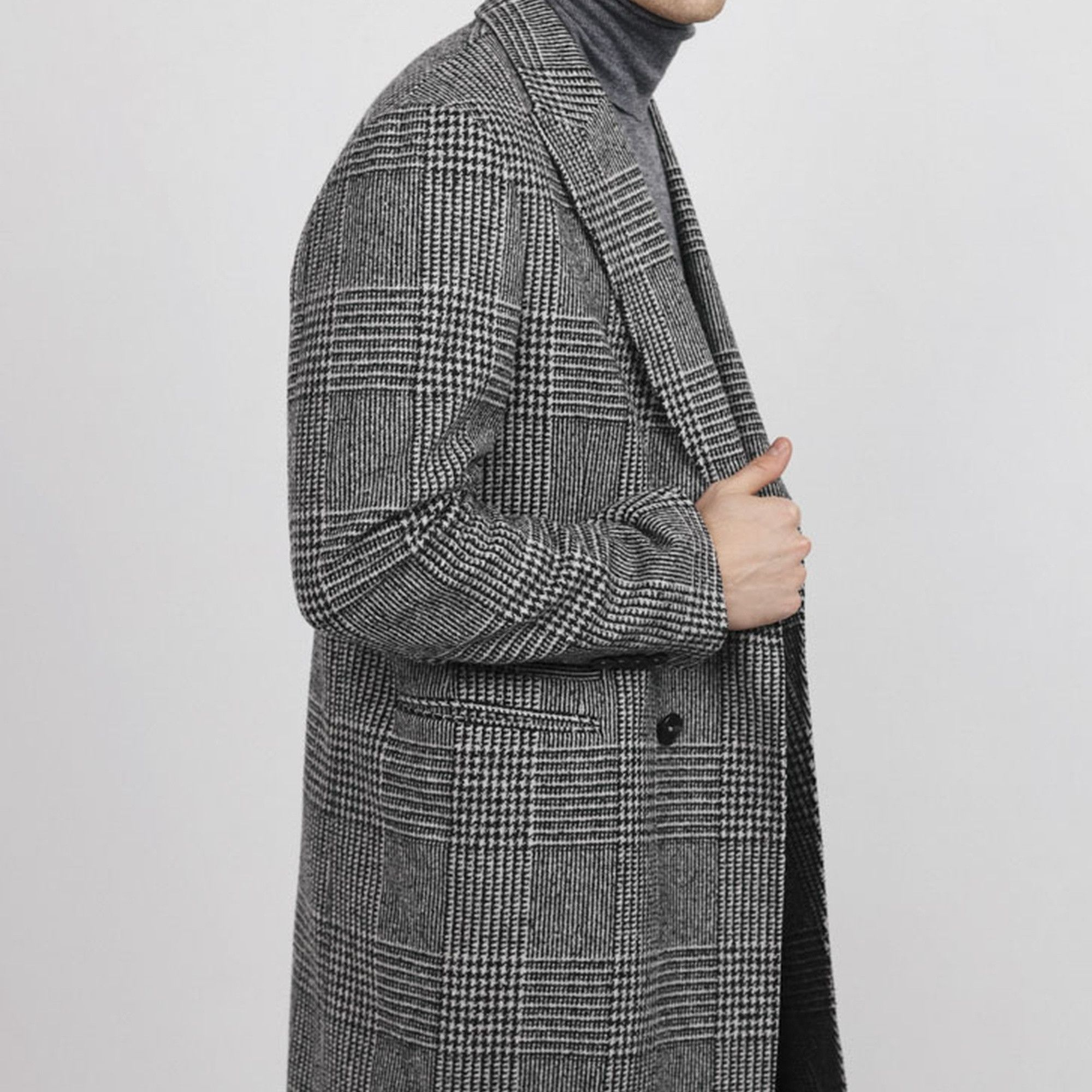 Z Zegna Z Zegna Grey Wool Double-Breasted Check Coat IT50R / L Size US L / EU 52-54 / 3 - 6 Thumbnail