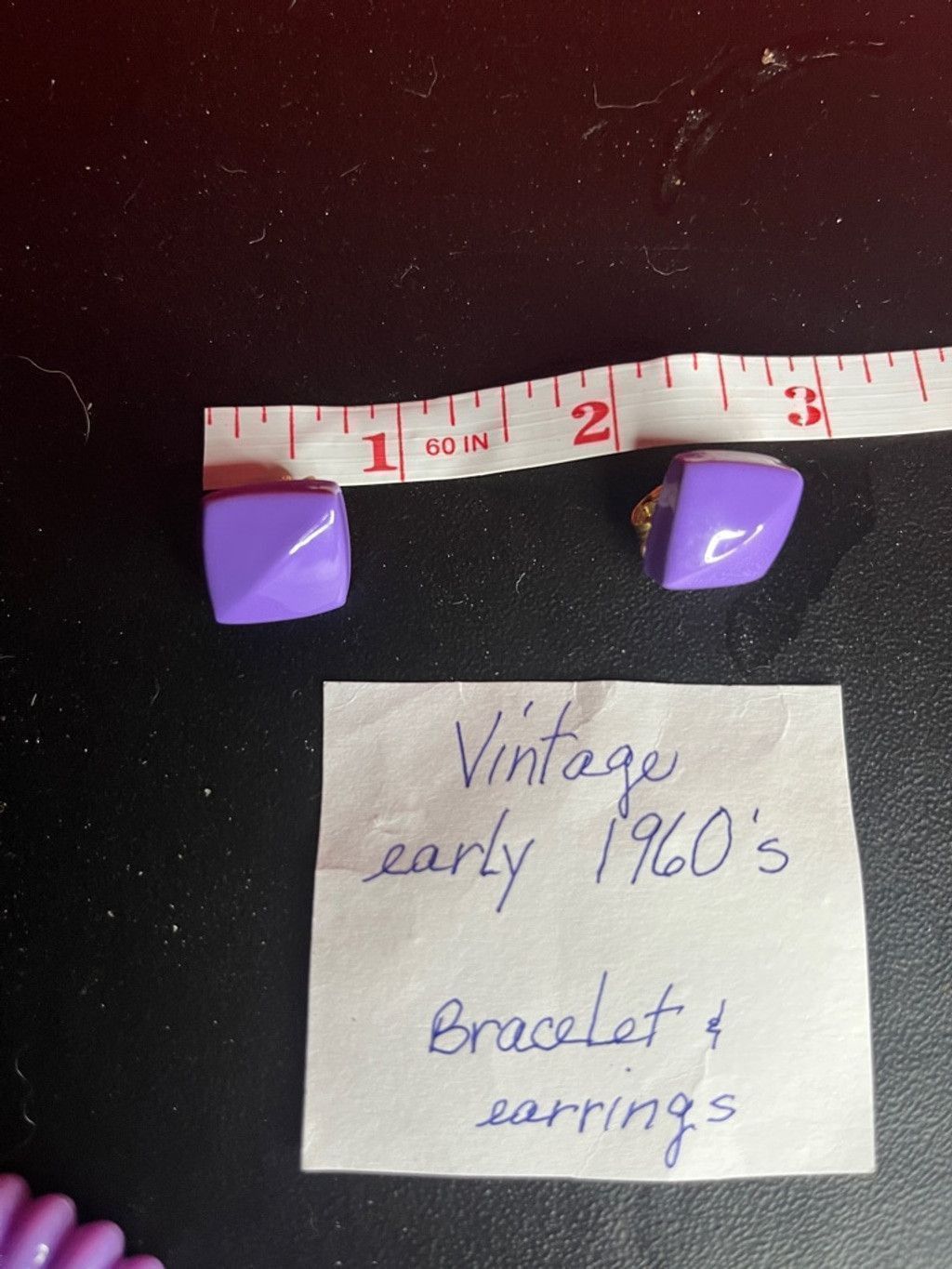 Other Vintage 1960s Lavender Clip-On Earrings & Bangle Set Size ONE SIZE - 2 Thumbnail