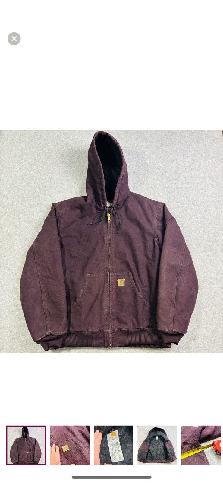 image of Carhartt Purple Wine Hooded Jacket, Men's (Size Large)