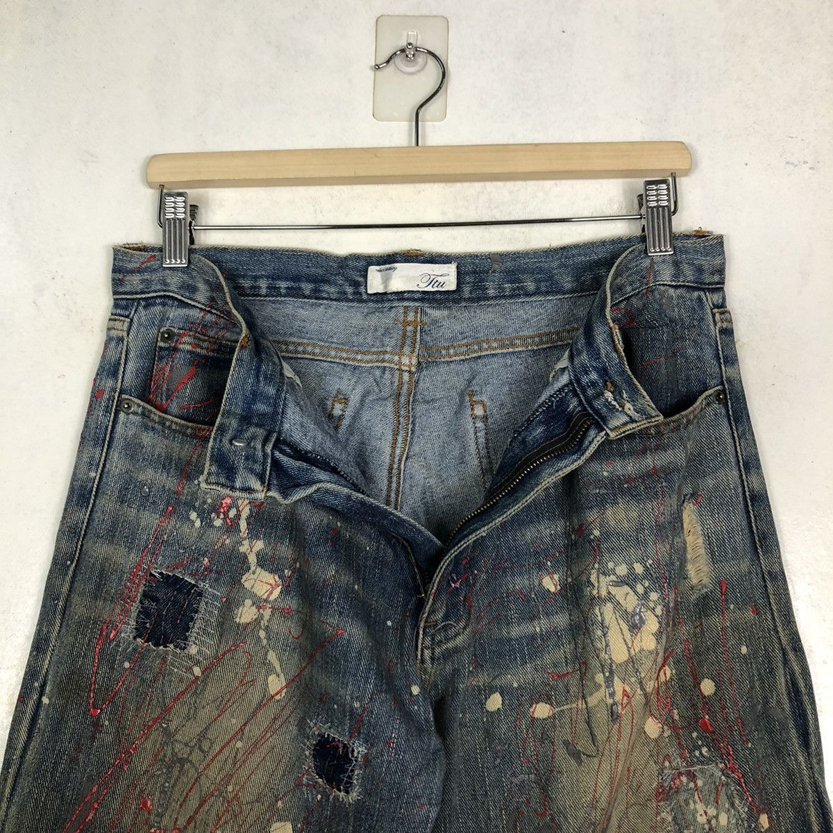 Hysteric Glamour 🔥PAINTED DENIM JEANS FLARE ITU JAPAN MADE RUSTY DESIGN Size US 30 / EU 46 - 14 Thumbnail