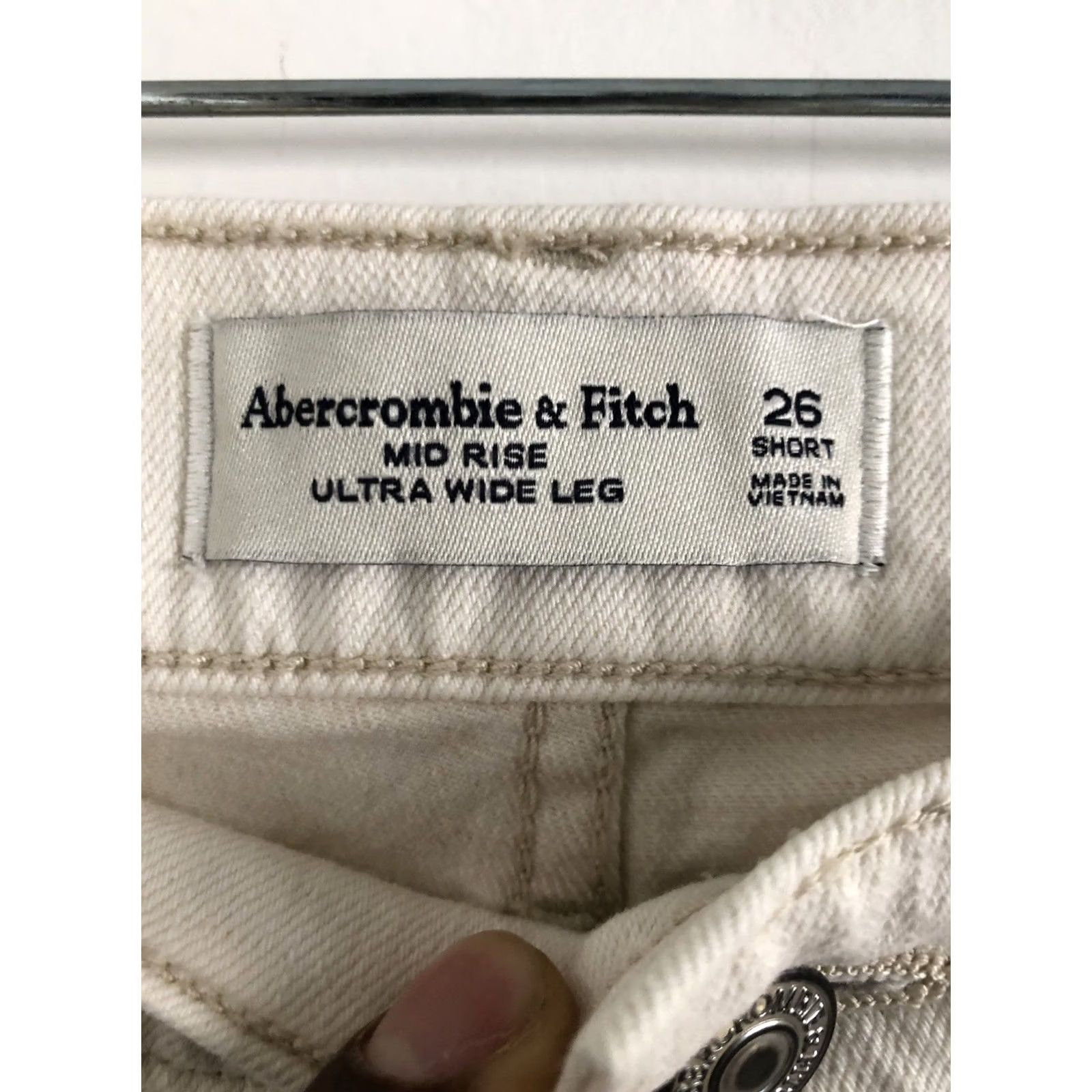 Abercrombie & Fitch Abercrombie & Fitch Jeans Wide-Leg Mid Rise Tall 29 x 28 Tan Cream Denim Cotton Size 24" / US 00 / IT 34 - 7 Thumbnail