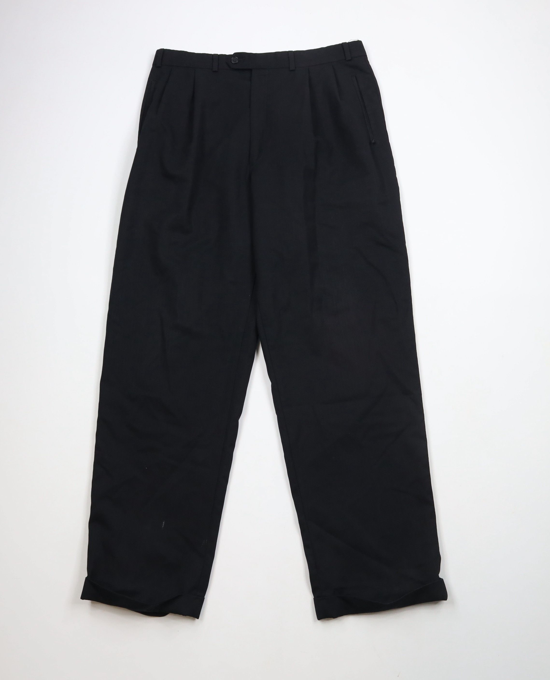 Vintage Vintage 90s Streetwear Wool Wide Leg Chino Pants Black Size US 34 / EU 50 - 1 Thumbnail