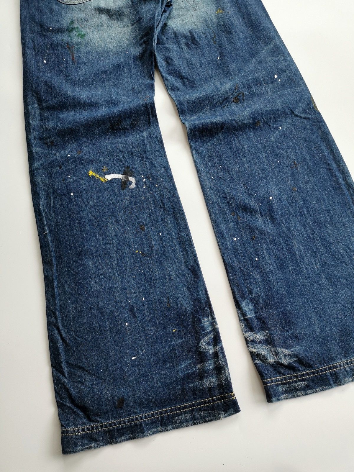 Japanese Brand Baggy Double Knee Cepo Work Military Paint Splatter Jeans Size US 28 / EU 44 - 6 Thumbnail