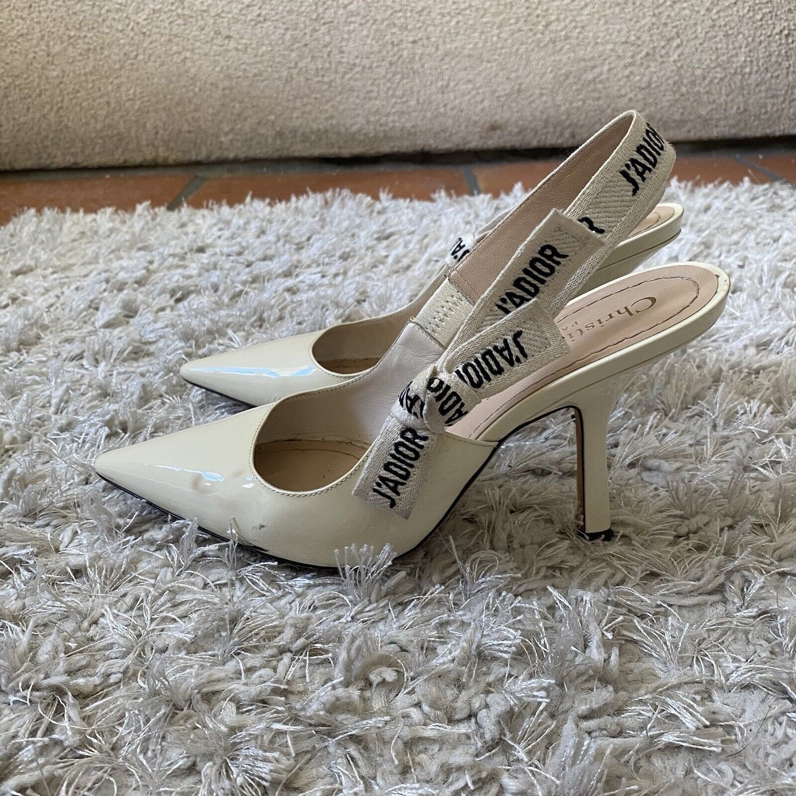 Dior Christian Dior Womens White J'adior Patent Leather Slingback Size US 6 / IT 36 - 5 Thumbnail