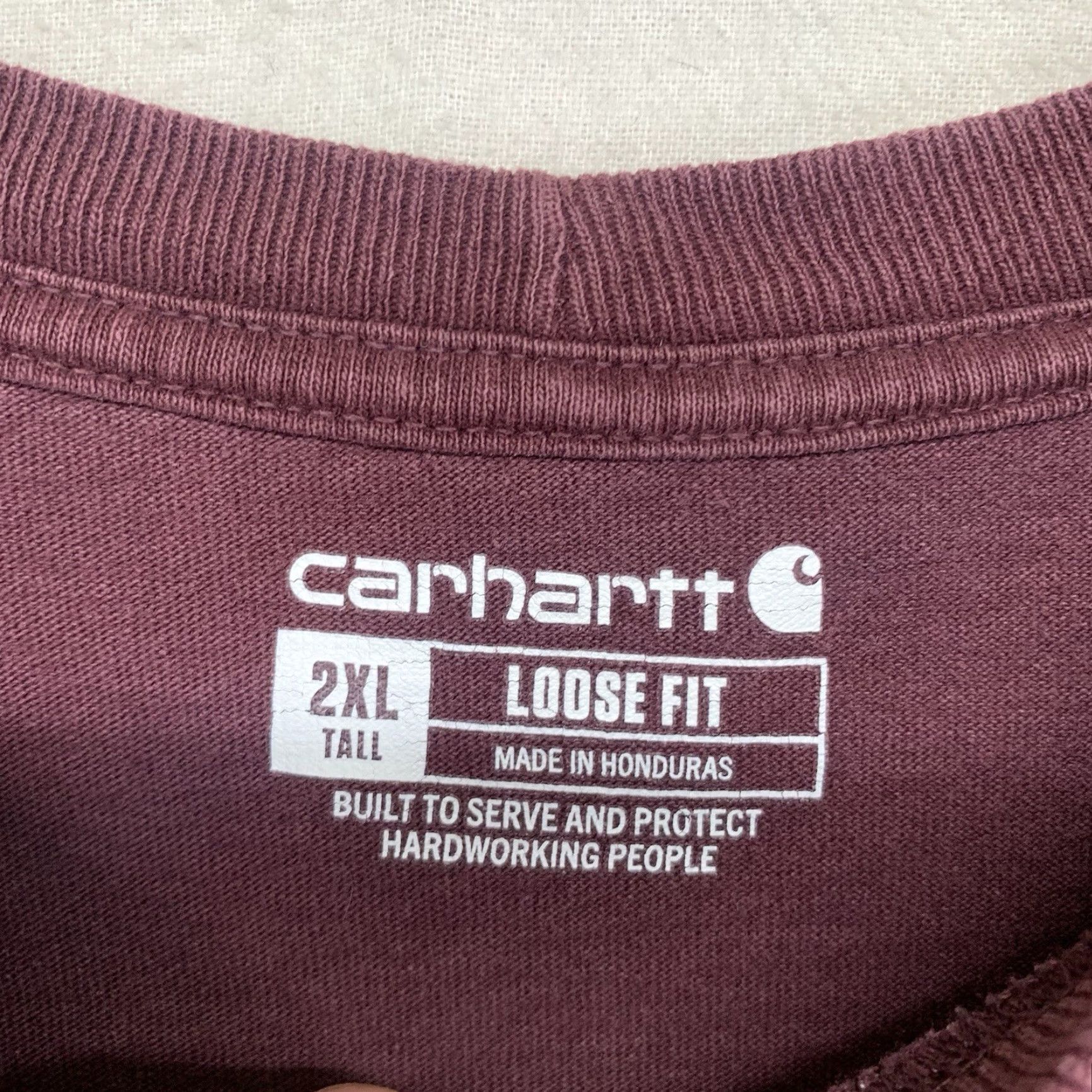 Carhartt Carhartt 2XLT TALL Short Sleeve T-Shirt Mens Crew Neck Cotton All Seasons Loose Fit Logo Port Wine Vintage No Size US XXL / EU 58 / 5 - 3 Thumbnail
