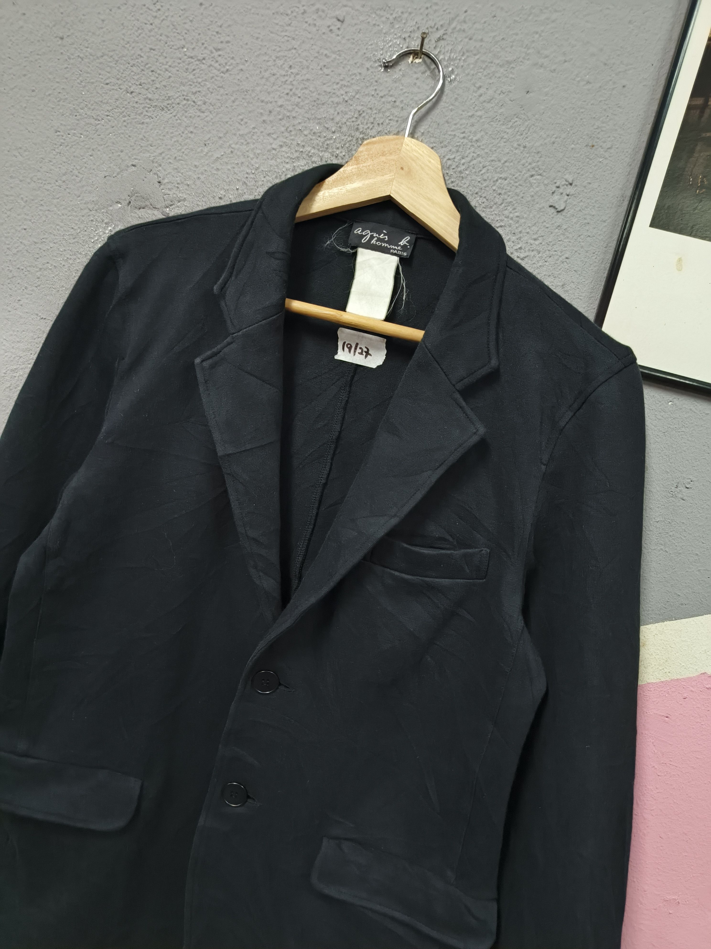 agnes b. VTG AGNES B HOMME PARIS BLACK BLAZER COAT Size S / US 4 / IT 40 - 2 Thumbnail