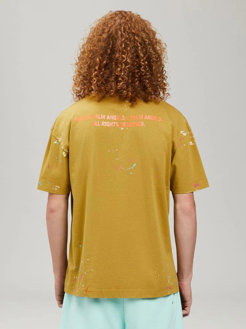 Palm Angels Mustard Palm Tree Paint Splatter T-Shirt Size US L / EU 52-54 / 3 - 4 Thumbnail