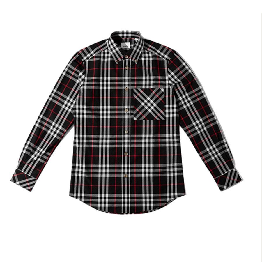 image of Burberry O1Srvl11E0524 Long Sleeve Check Cotton Shirt In Multicolor, Men's (Size XL)