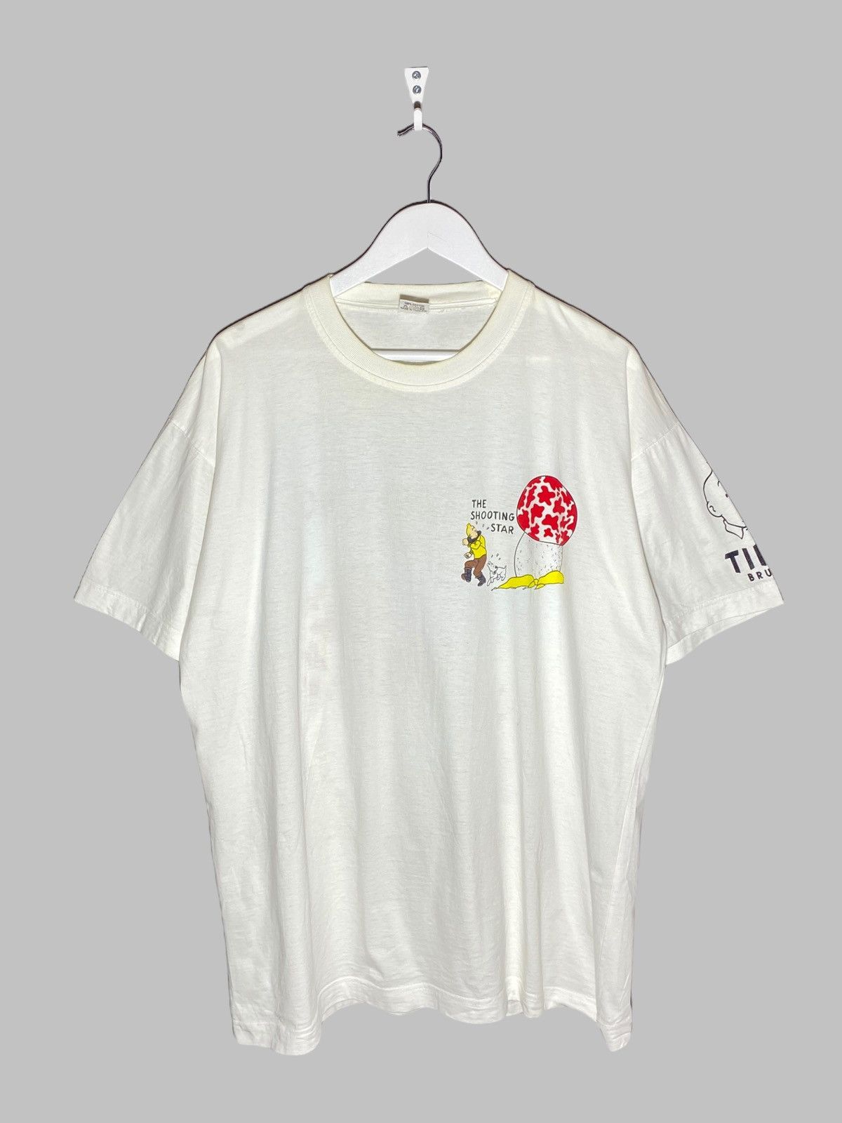 Cartoon Network 🔥 90s TINTIN SHOOTING STAR TEE BIG MUSHROOM RARE GRAPHIC Size US XL / EU 56 / 4 - 2 Thumbnail