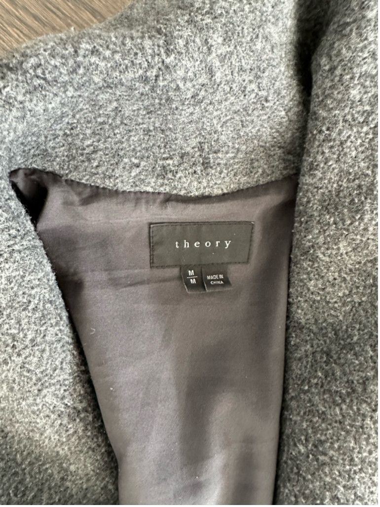 Theory Theory Wool Blend Jacket Size M Gray with Leather Sleeves Size L / US 10 / IT 46 - 3 Thumbnail