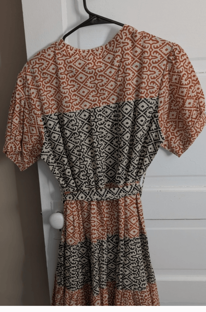 Other Just Darviny Geometric Patterned Dress - Orange and Black Size XL / US 12-14 / IT 48-50 - 4 Thumbnail