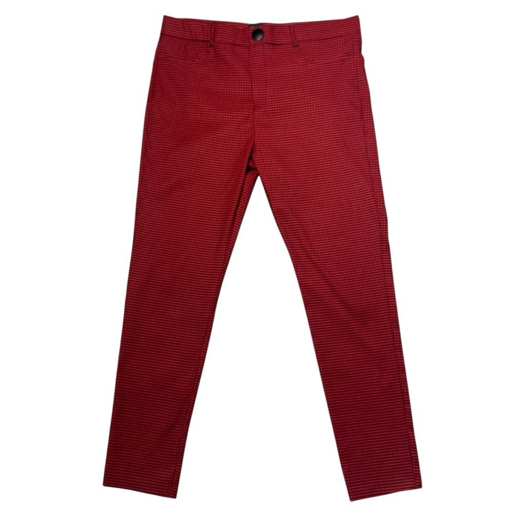 Zara Zara Red Black Plaid High Rise Skinny Pants Size XXL Size 40" / US 18 - 1 Thumbnail