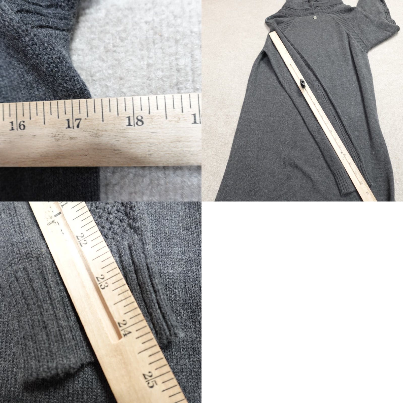 Prana prAna Women Sweater L Gray Cotton Wool Blend Cable-Knit Long Sleeve V-neck/ Cowl Neck Pockets Pullover Regular Knit Dress - Note: Avoid extra. Size L / US 10 / IT 46 - 8 Thumbnail