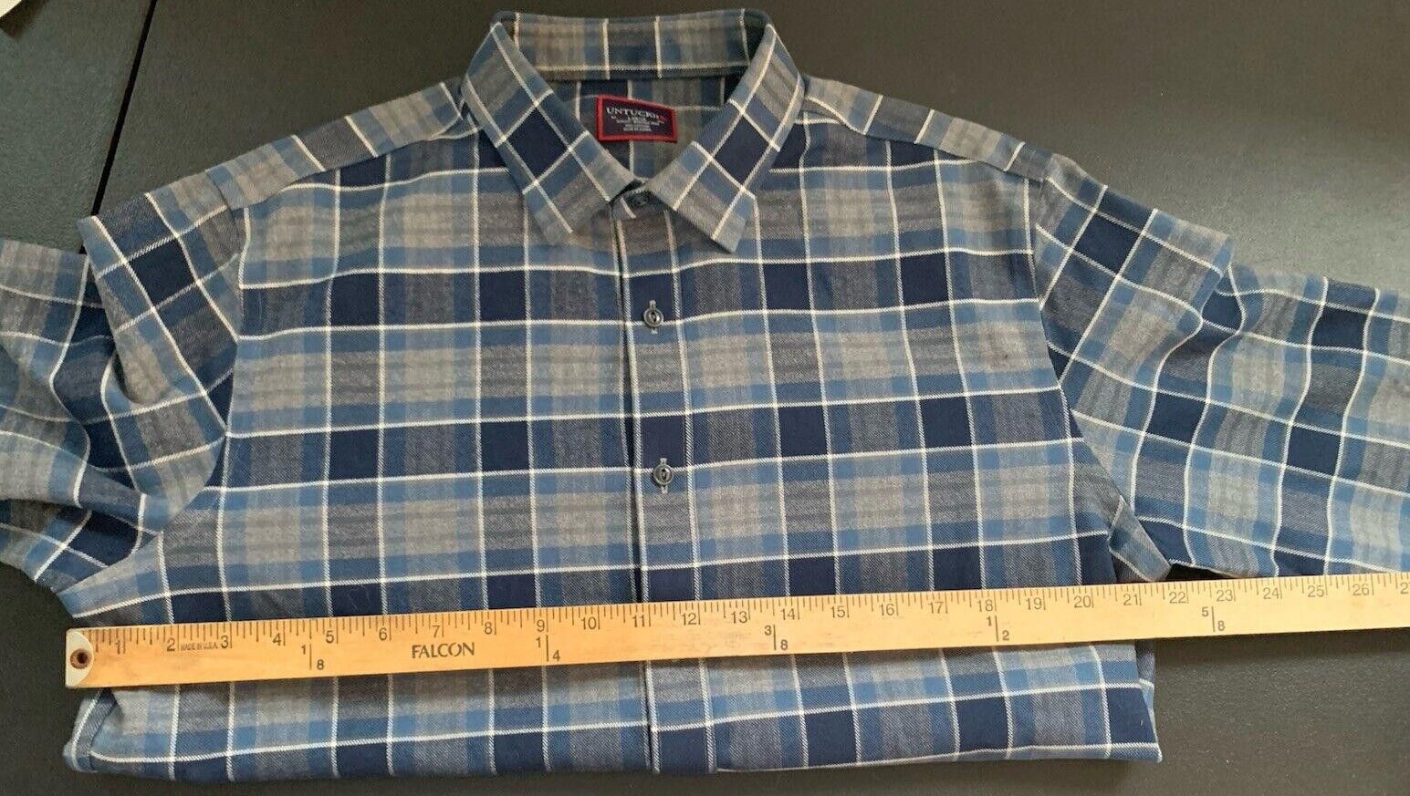 UNTUCKit Untuckit Men Plaid Gray Blue Long Sleeve Flannel Size US L / EU 52-54 / 3 - 3 Thumbnail