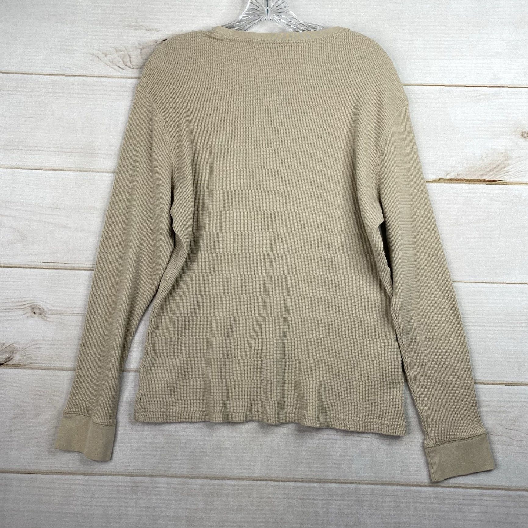 H&M H&M Mens Shirt L Slim Tan Crew Neck Thermal Waffle Knit Long Sleeve Knit Basic Classic 60s 70s 80s 90s College Preppy School Essentials Mens Size US L / EU 52-54 / 3 - 5 Thumbnail