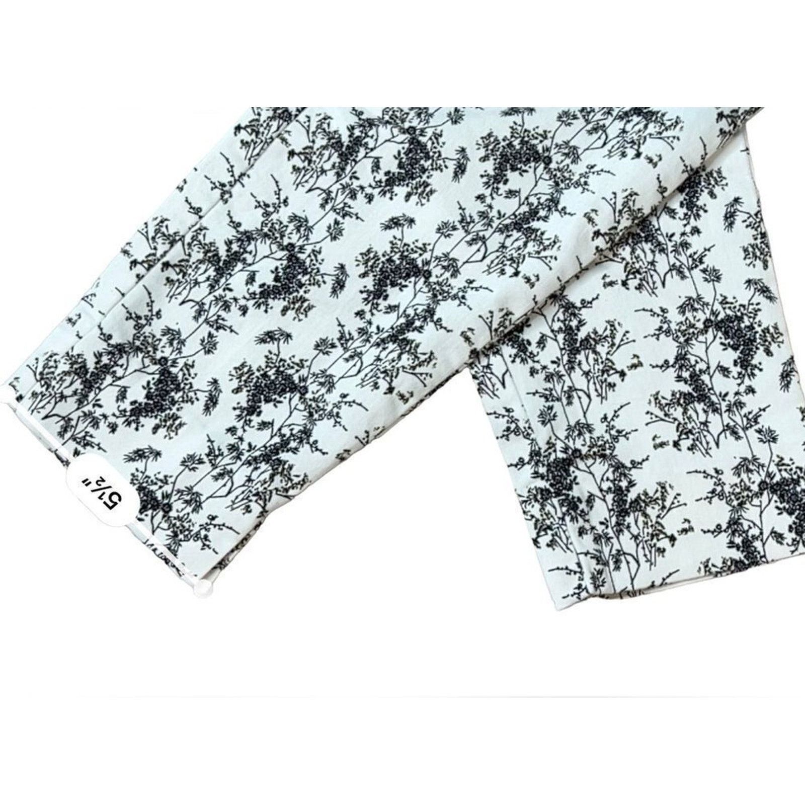 H&M H&M Black White Floral Stretch AOP Skinny Ankle Pants 10 Size 32" / US 10 / IT 46 - 9 Thumbnail