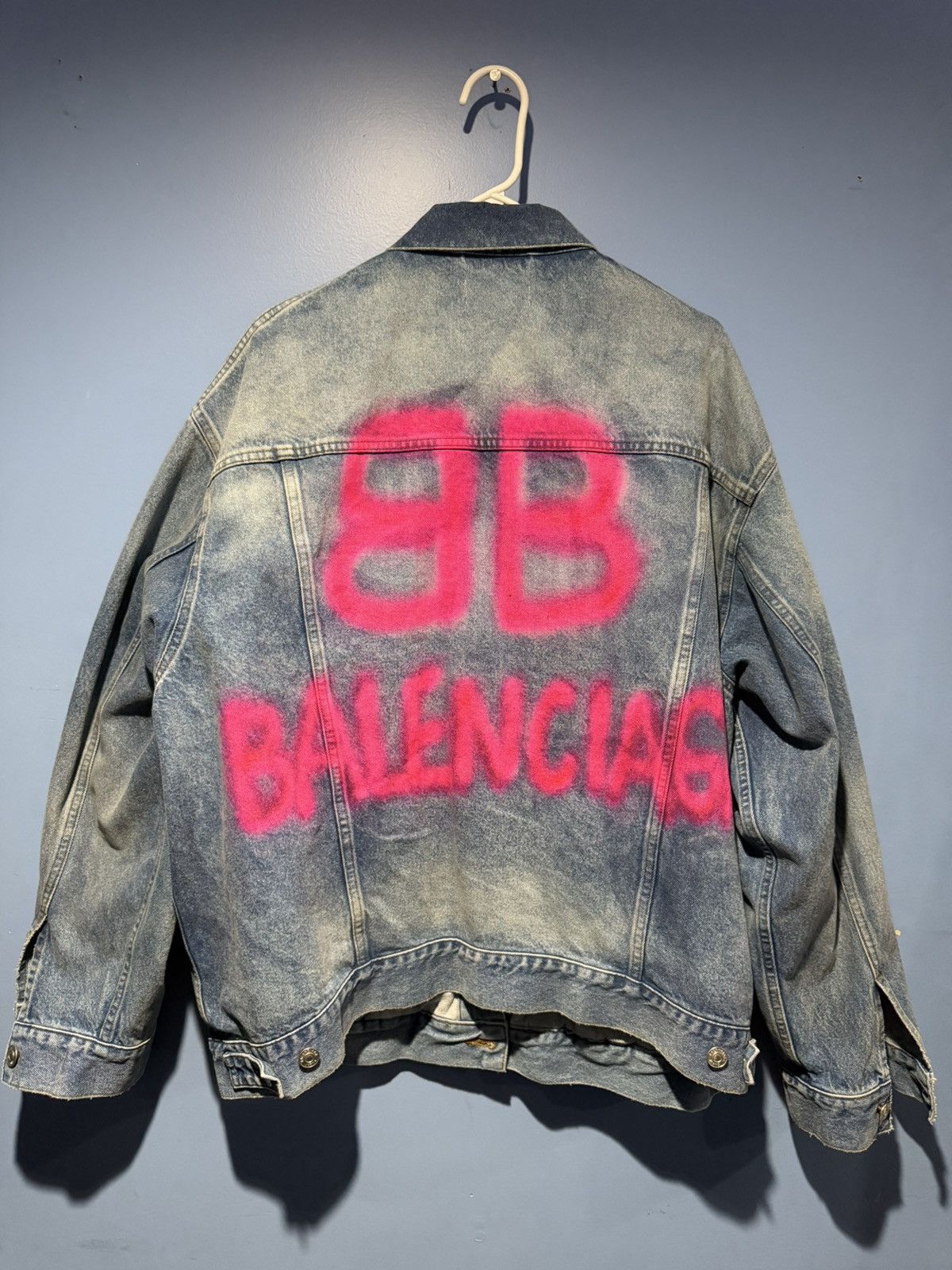 Balenciaga BALENCIAGA BB Spray Paint Denim Jacket | Grailed