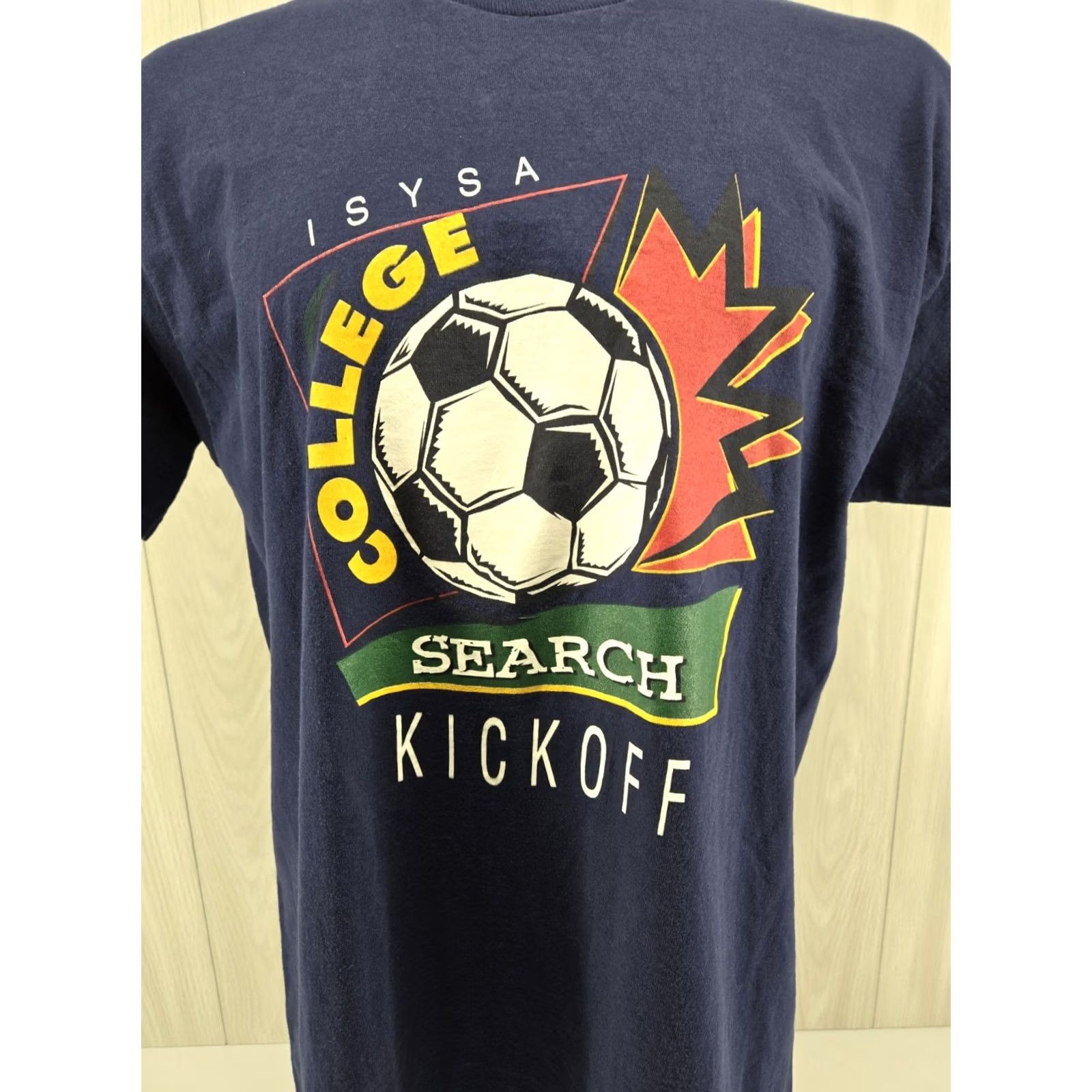 Fruit Of The Loom VINTAGE Fruit of the Loom Soccer T-Shirt Mens XL Navy ISYSA College Search Kickoff Shirt Size US XL / EU 56 / 4 - 3 Thumbnail