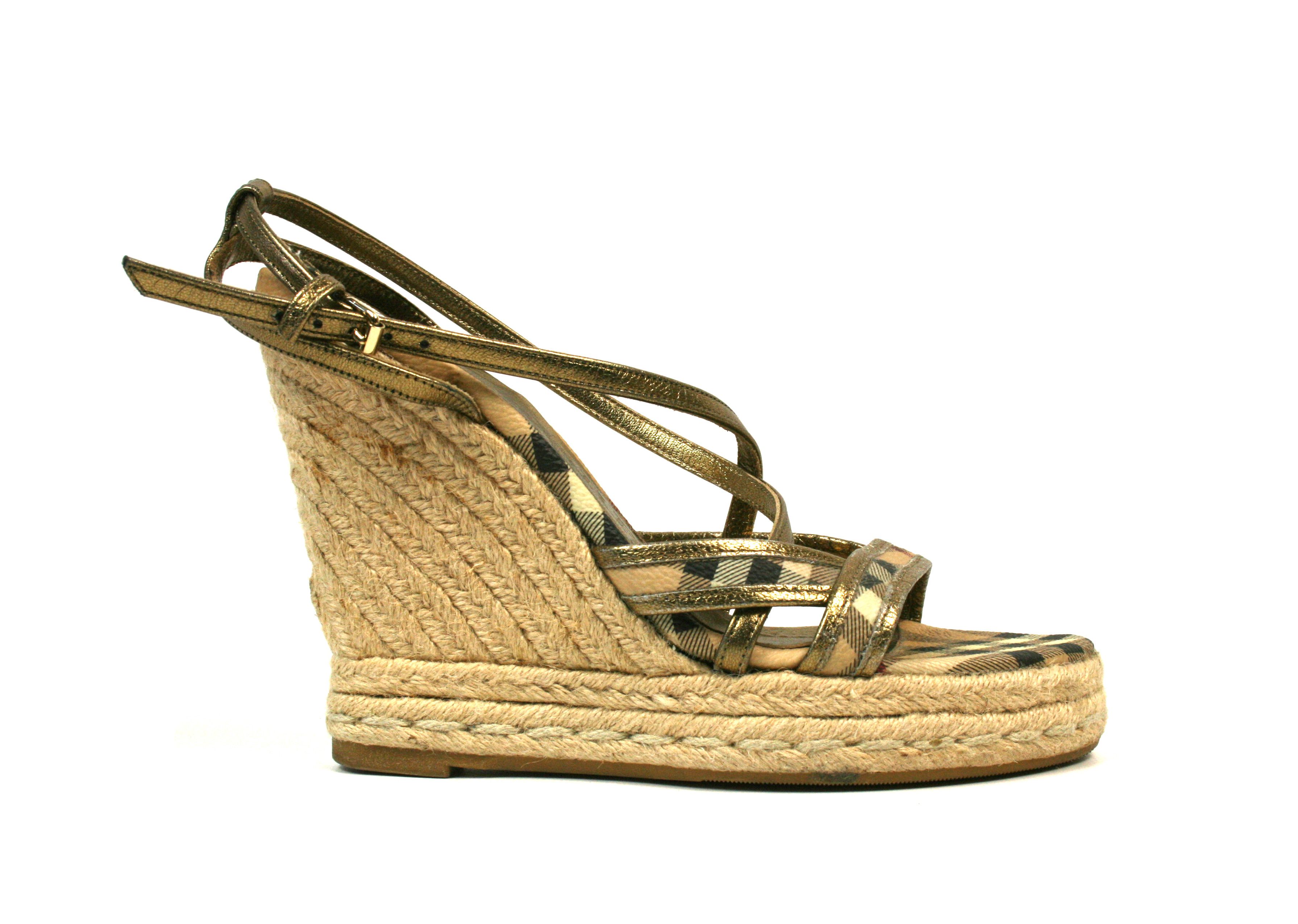 Burberry Nova Check Espadrilles Wedge Sandals Size US 6 / IT 36 - 2 Thumbnail