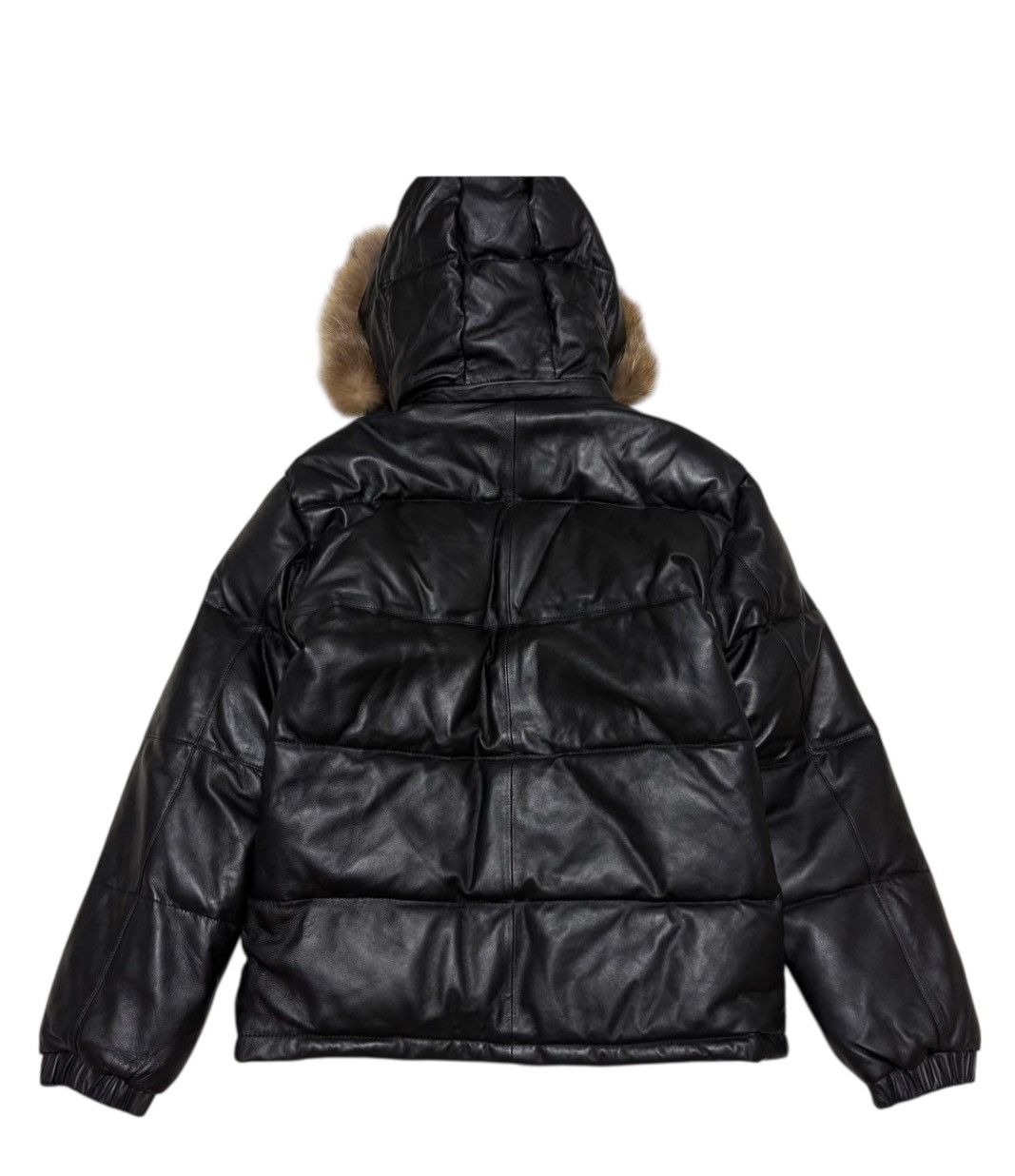 Other MOD Mens Sheepskin Leather Down Jacket With Fur Hood - Black Size US L / EU 52-54 / 3 - 2 Thumbnail