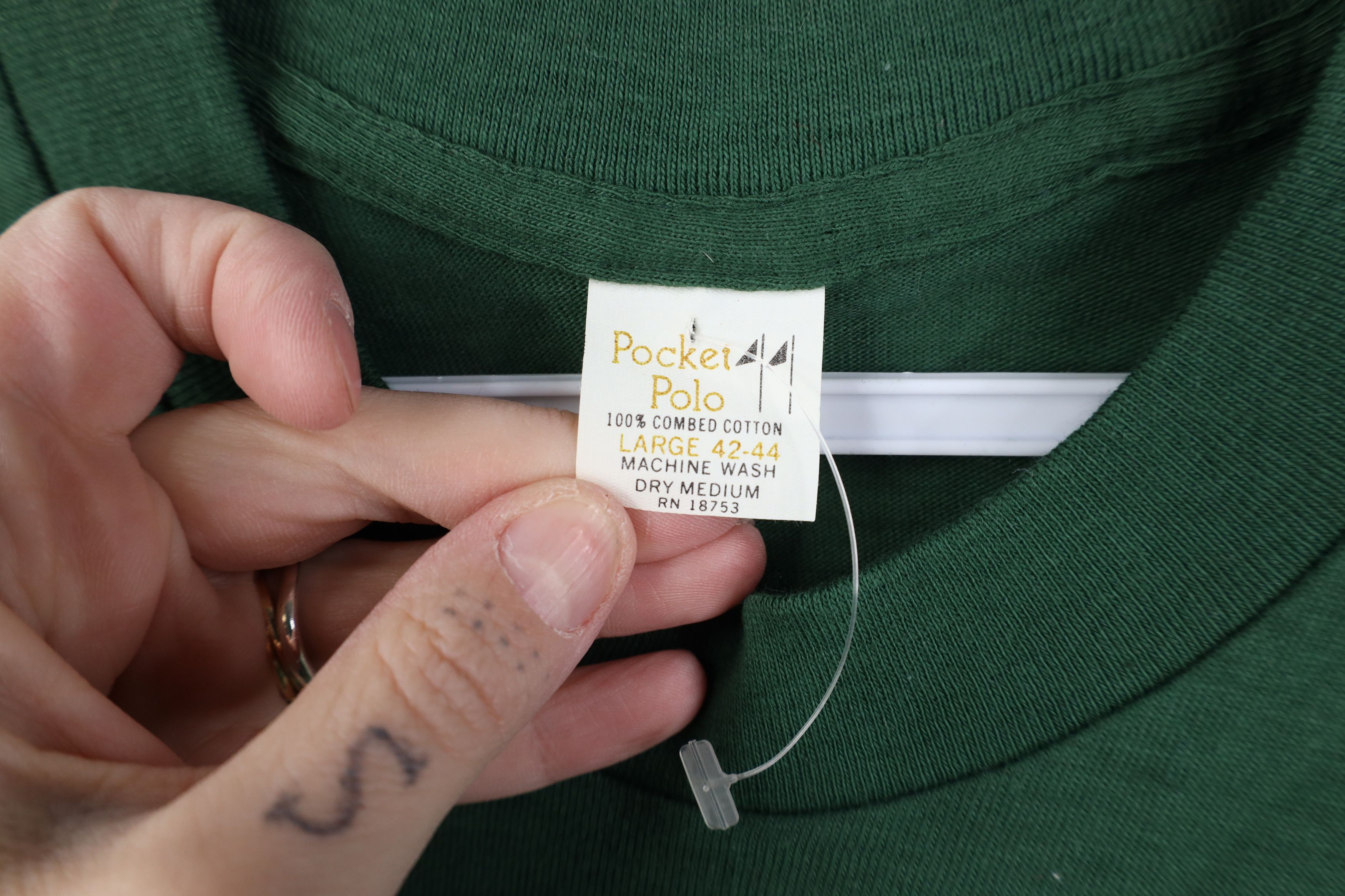 Vintage Deadstock Vintage 70s Streetwear Pocket T-Shirt Green USA Size US L / EU 52-54 / 3 - 5 Thumbnail