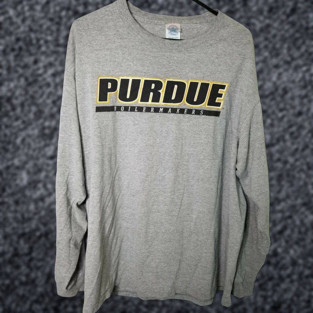 Vintage VINTAGE 90s Mens XL Gray PURDUE Boilermakers Graphic Tee Long Sleeve Crew Neck Cotton Blend Size US XL / EU 56 / 4 - 1 Thumbnail