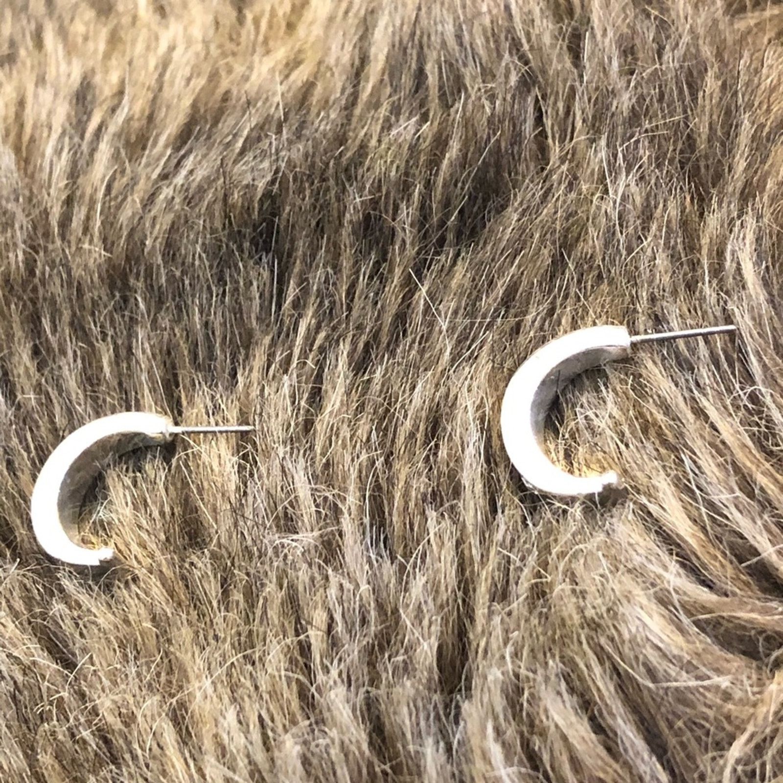 Vintage Vintage silver square stone half hoop earrings Size ONE SIZE - 5 Thumbnail