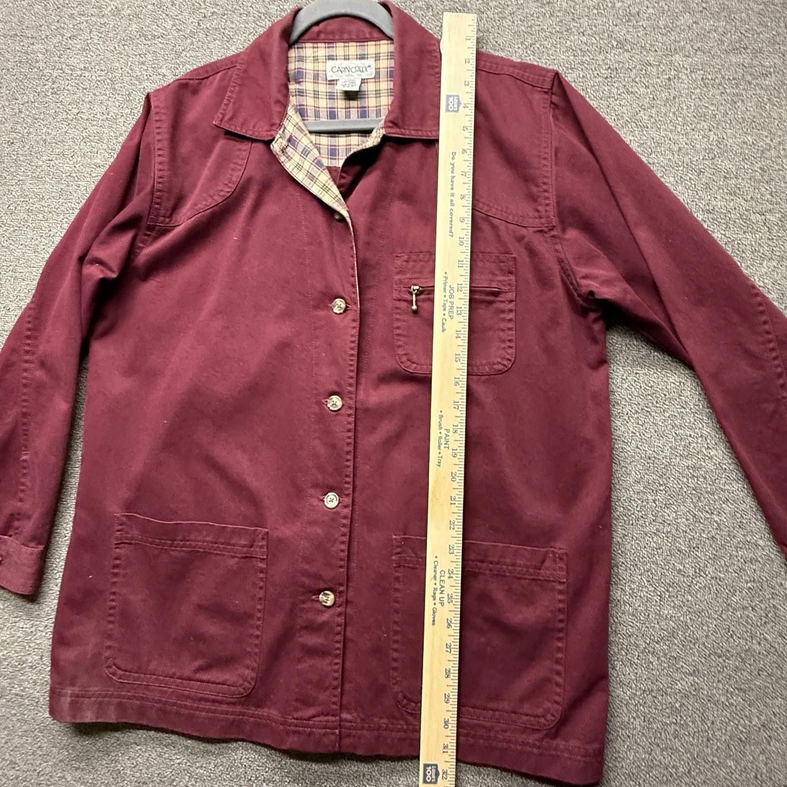 Cabin Creek Cabin Creek Burgundy Plaid Lined Barn Chore Jacket Women L Size L / US 10 / IT 46 - 8 Thumbnail