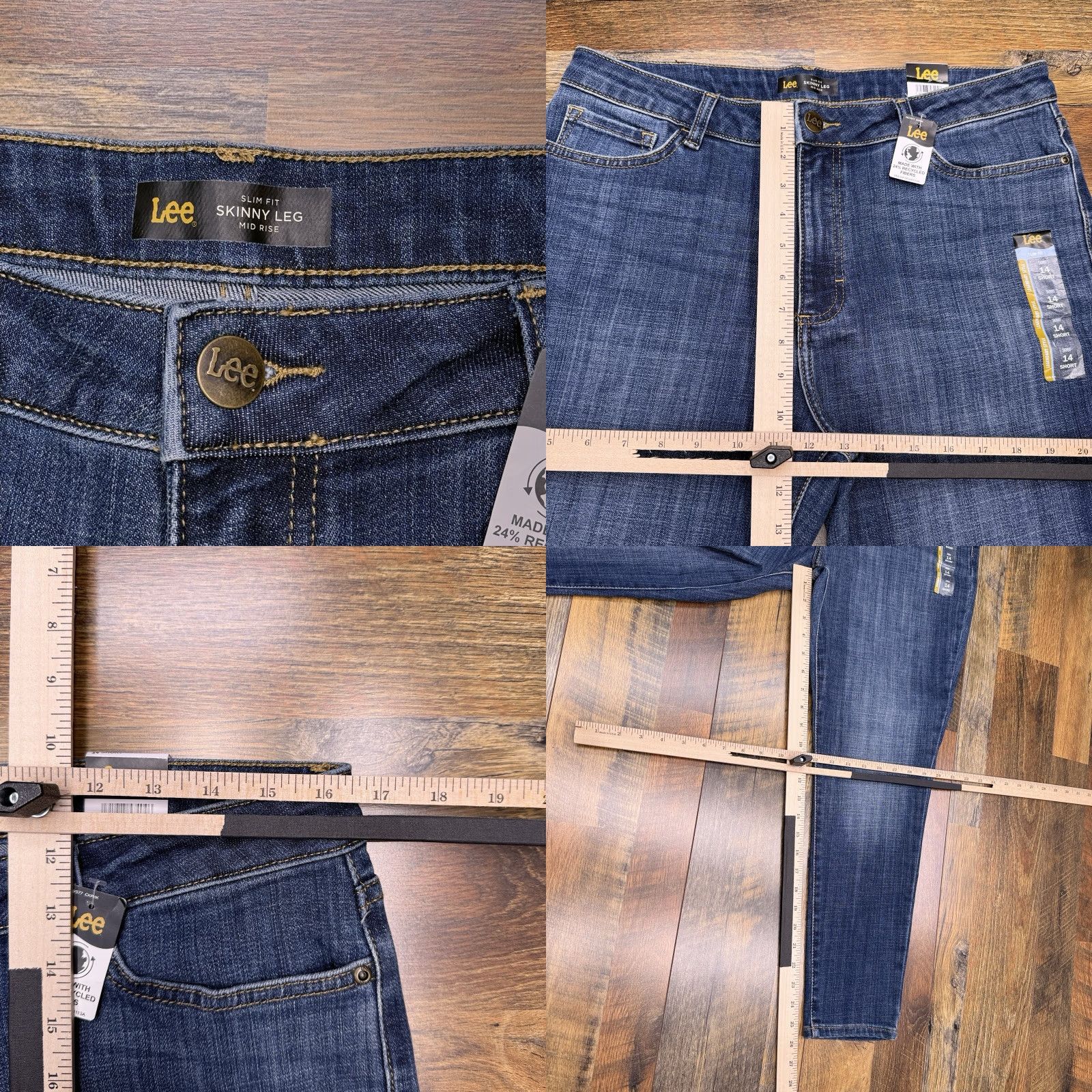 Lee Lee Skinny Leg Jeans Womens 14 Short Mid Rise Slim Fit New Size 36" / US 14 / IT 50 - 8 Thumbnail