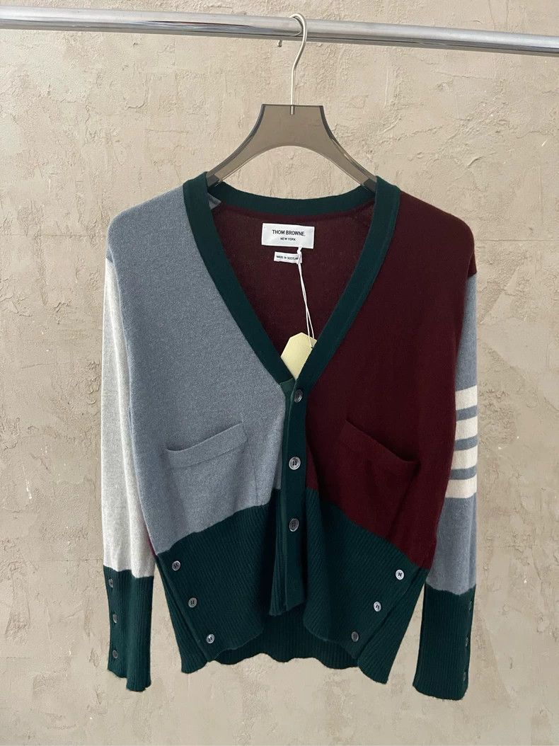 Thom Browne Thom browne Colorful stitching four-striped cashmere cardig Size US M / EU 48-50 / 2 - 2 Thumbnail