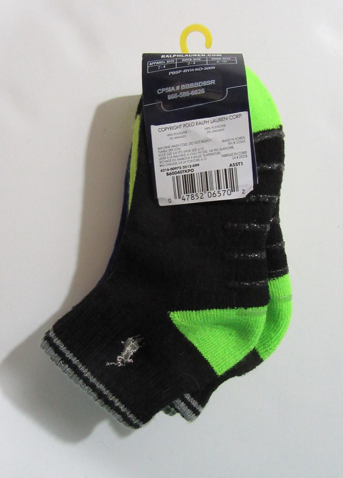 Polo Ralph Lauren Polo Ralph Lauren Boys Quarter Socks Neon 6-10, 3 Pack Size ONE SIZE - 2 Thumbnail