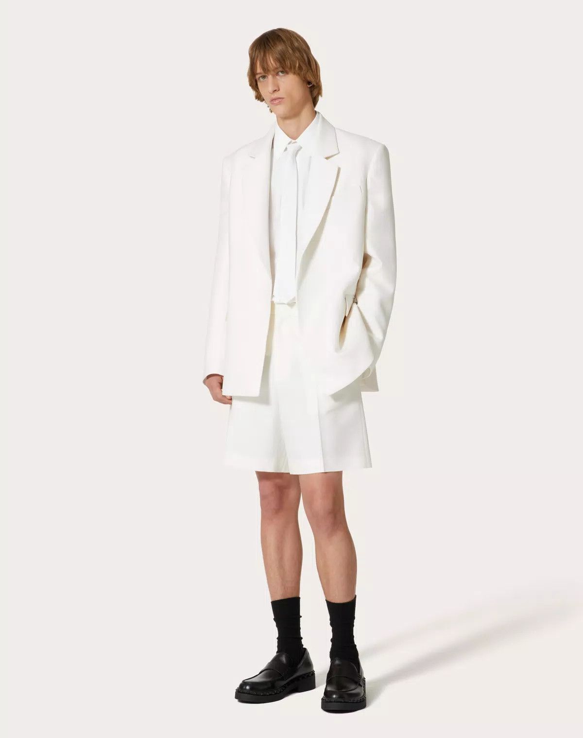 Valentino oc11z0725 Wool And Silk Bermuda Shorts in White Size US 36 / EU 52 - 3 Thumbnail