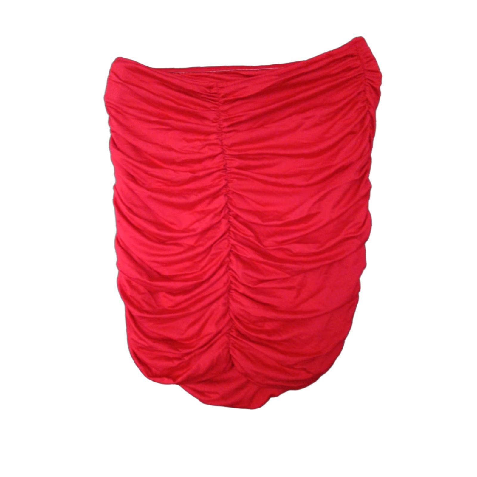 Vintage VINTAGE Small Red Ruched Women's Form Fitting Sexy Mini Skirt Lined Size 32" / US 10 / IT 46 - 1 Thumbnail