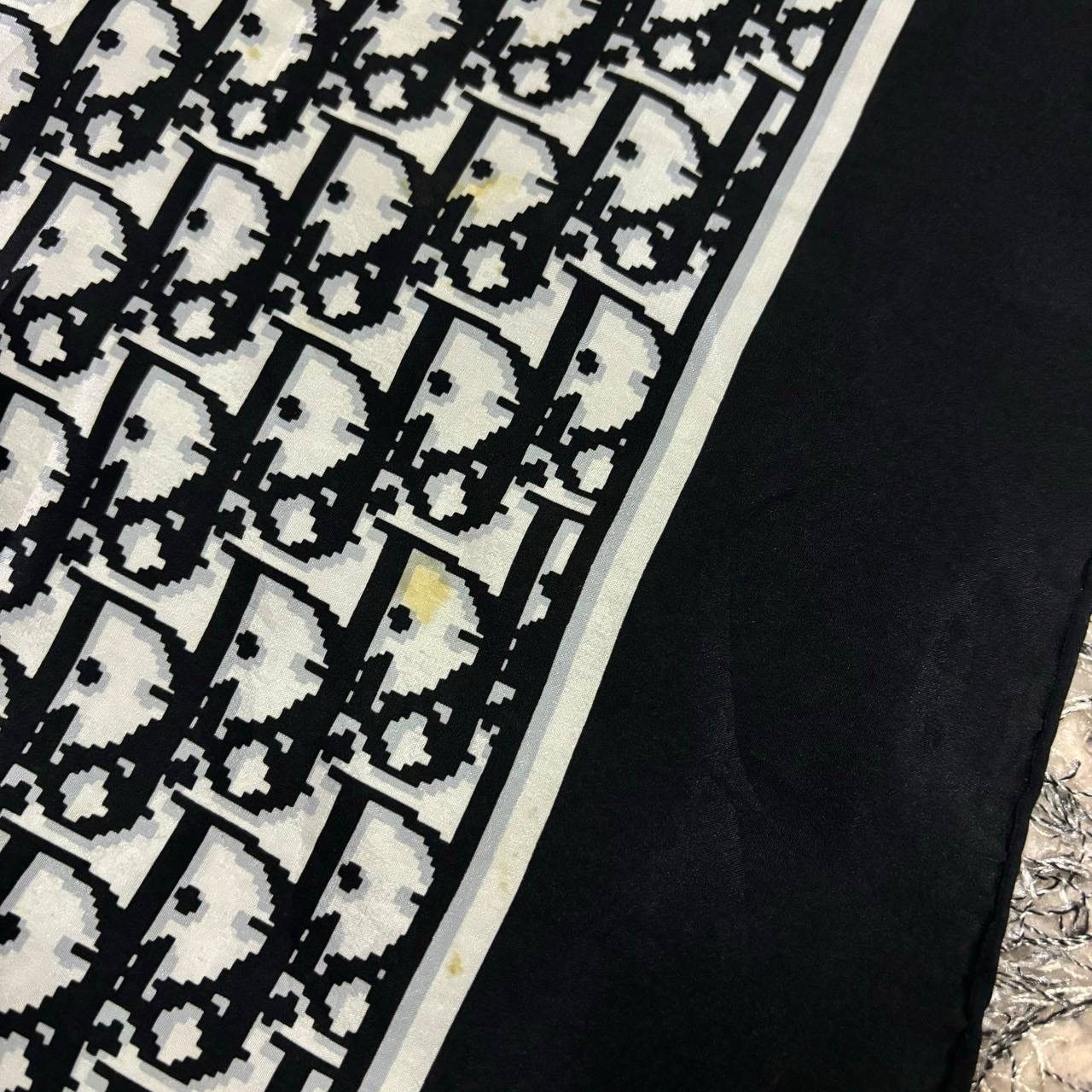 Christian Dior Monsieur Vtg Christian Dior Trotter Monogram Silk Scarf Black White Size ONE SIZE - 5 Thumbnail