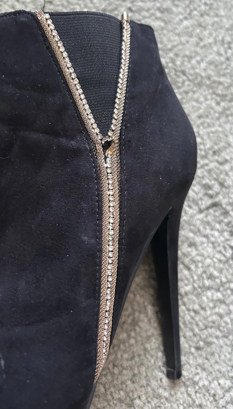 Designer FOREVER NEW Ankle Boot Stiletto Black Diamantés - Size 37 Size US 6 / IT 36 - 5 Thumbnail