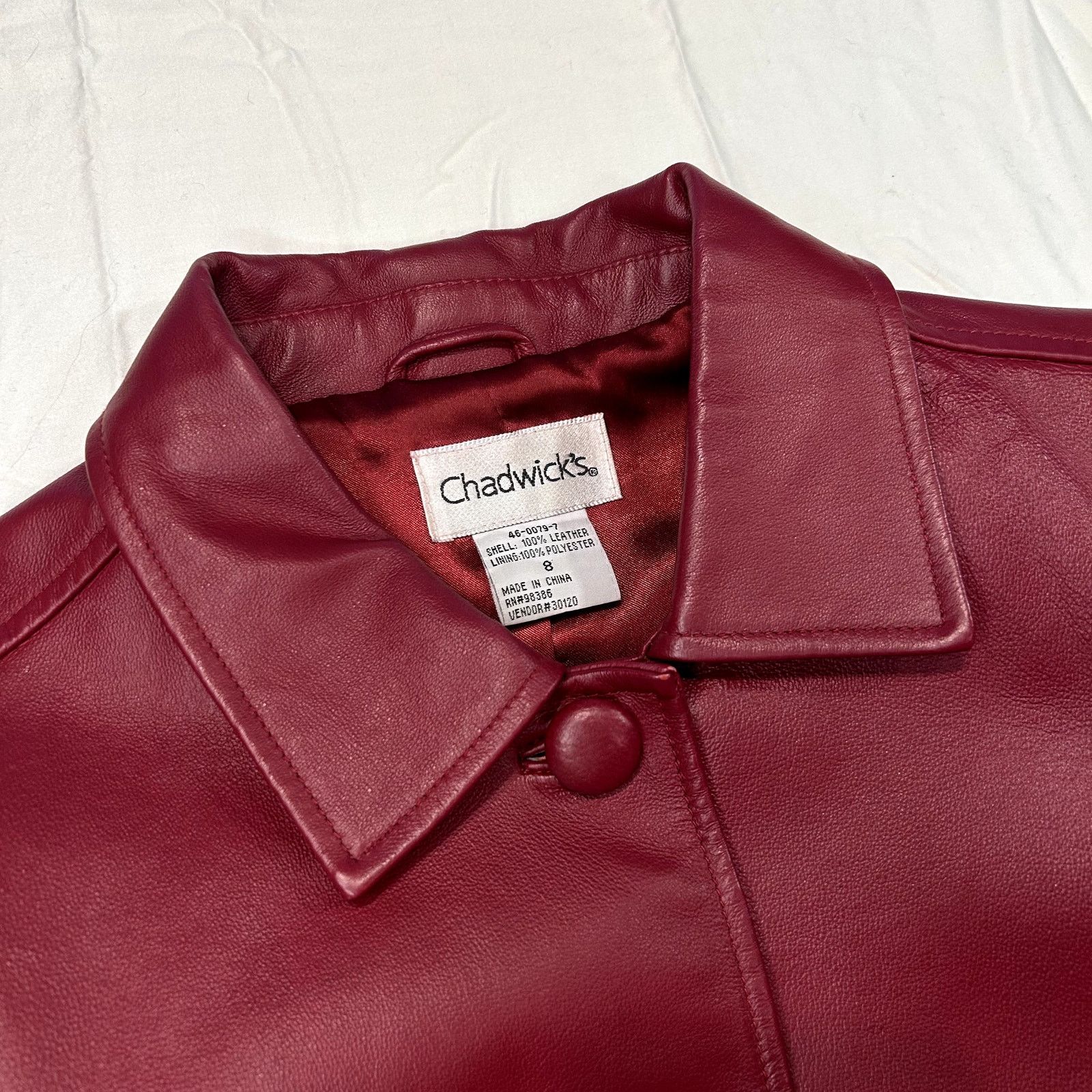 Anthropologie Chadwick's Red Leather Button Up Collared Jacket Size M Size M / US 6-8 / IT 42-44 - 6 Thumbnail