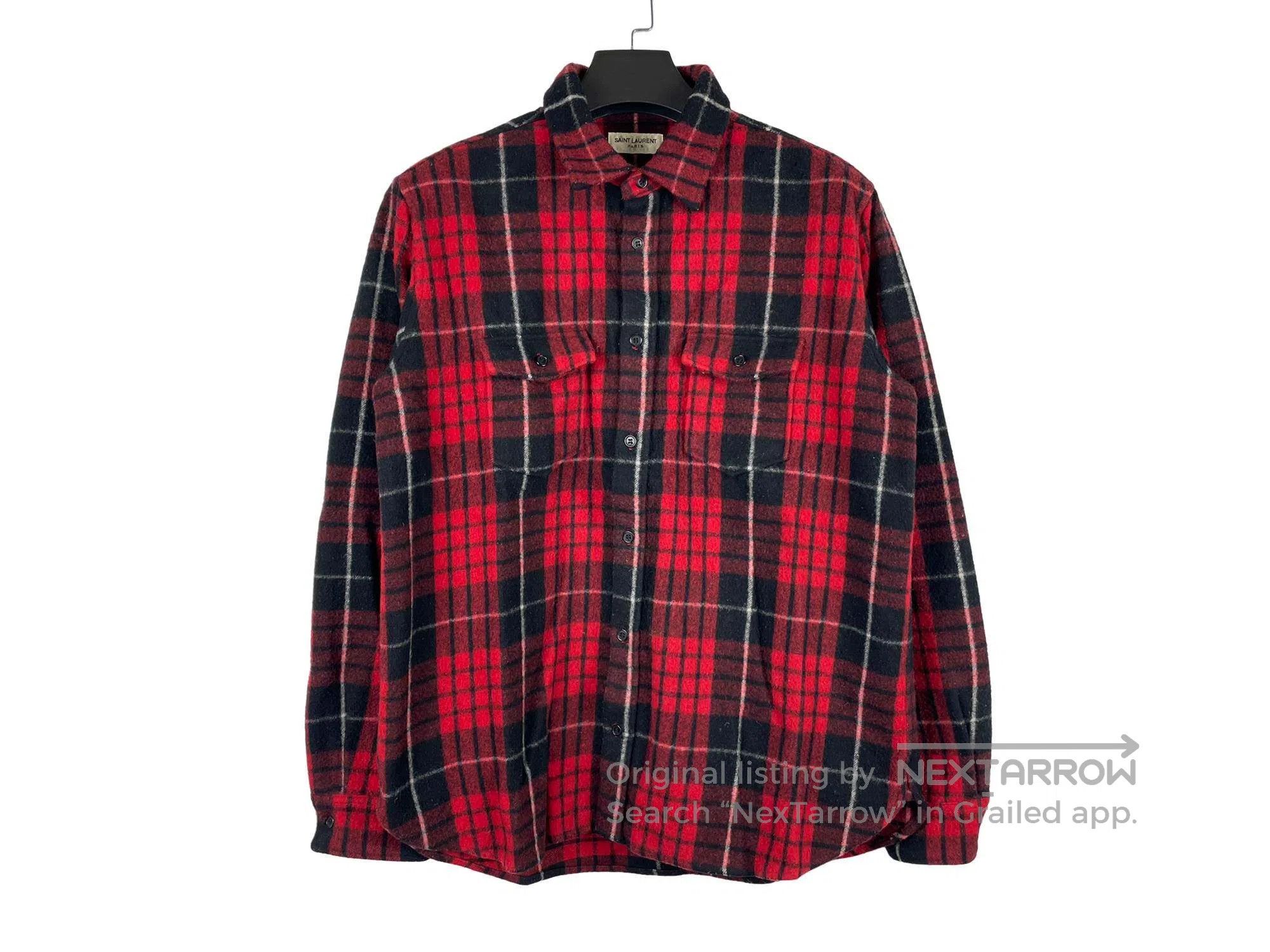 Saint Laurent Paris Saint Laurent Paris Red Flannel Check Woolen Shirt Size US M / EU 48-50 / 2 - 1 Thumbnail