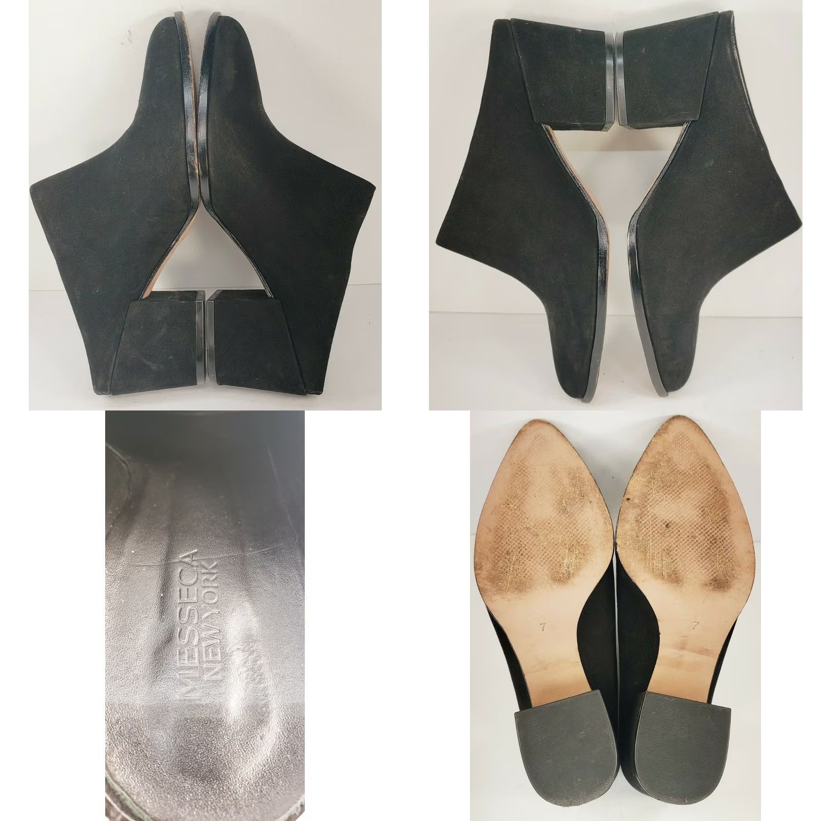 Vintage Messeca New York Women's Size 7 Black Suede Mule 2.75" Block Heel Pointed Toe Shoes Size US 7 / IT 37 - 8 Thumbnail