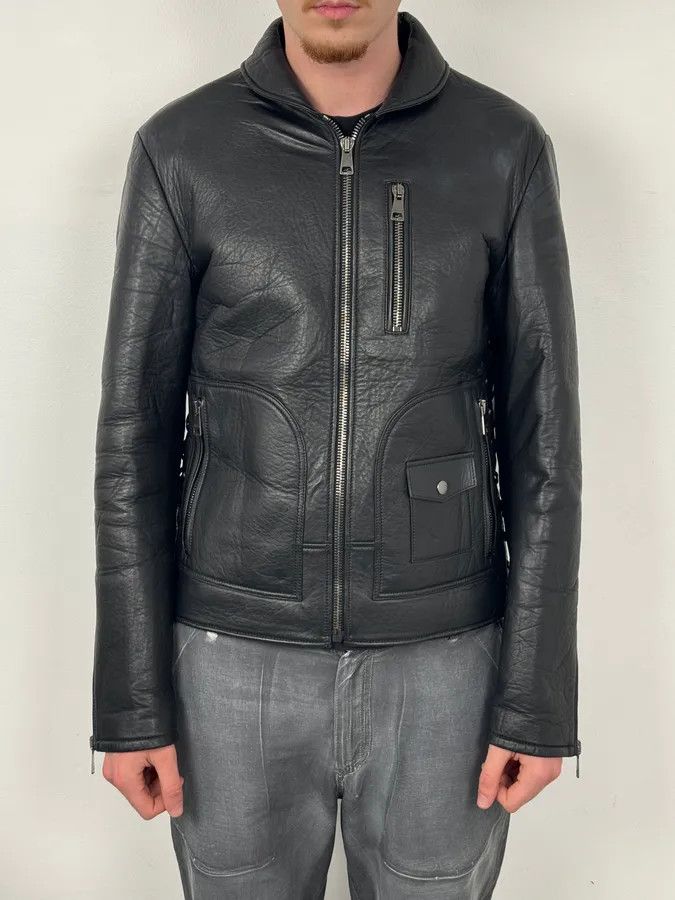 Gucci 2010s Gucci Black Laced Biker Leather Jacket Size US M / EU 48-50 / 2 - 2 Thumbnail
