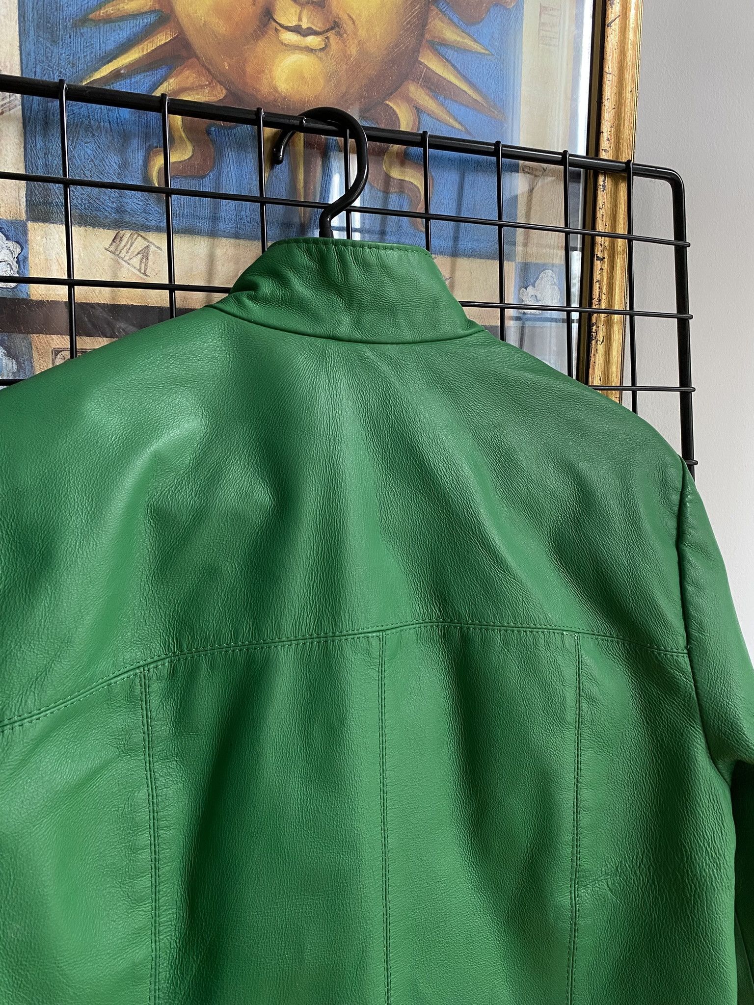 Leather vintage green genuine leather jacket vetements moto Size L / US 10 / IT 46 - 11 Thumbnail