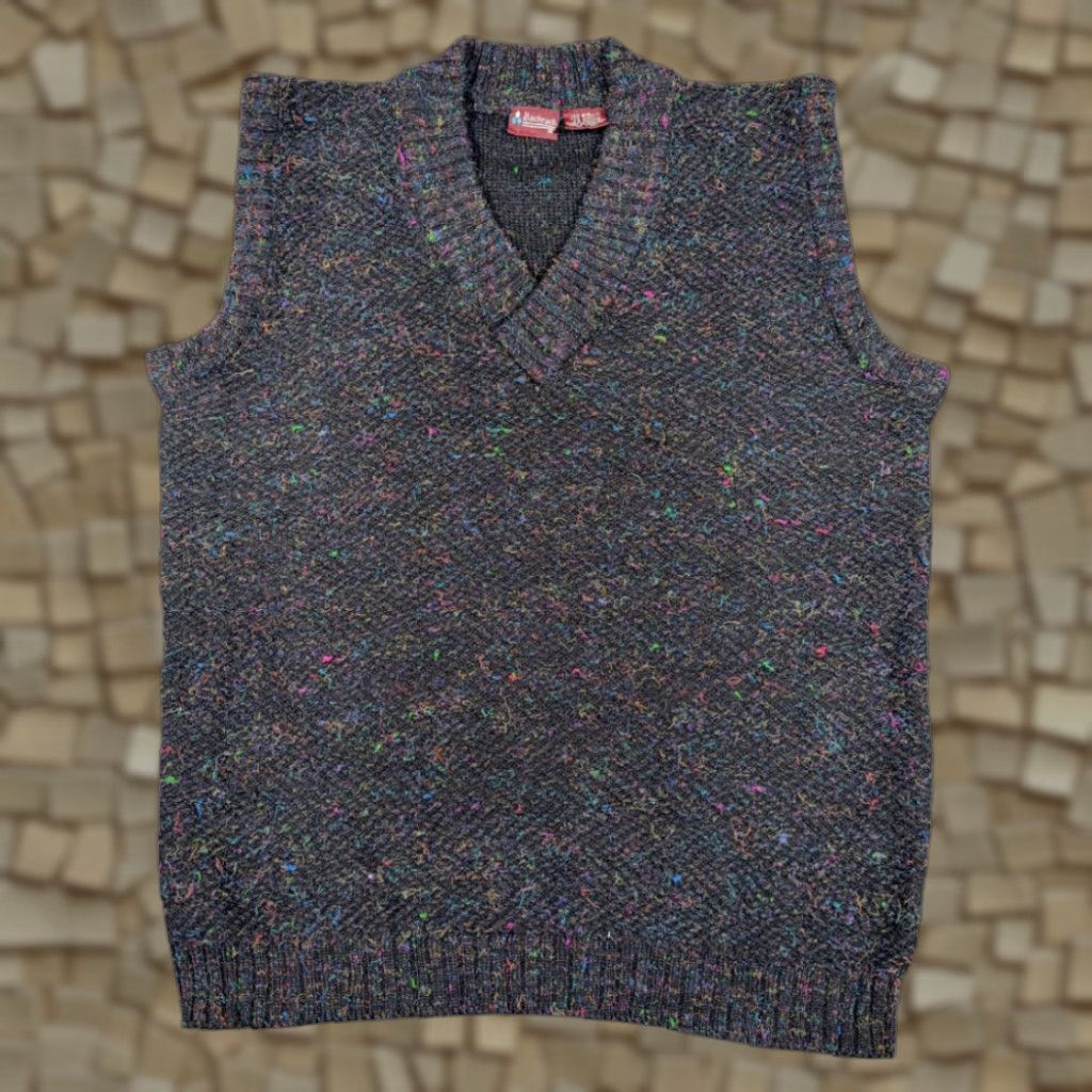 Vintage VINTAGE Bachrach Sweater Vest Men's MEDIUM Black Confetti Knit Wool Blend 80s Size US M / EU 48-50 / 2 - 1 Thumbnail