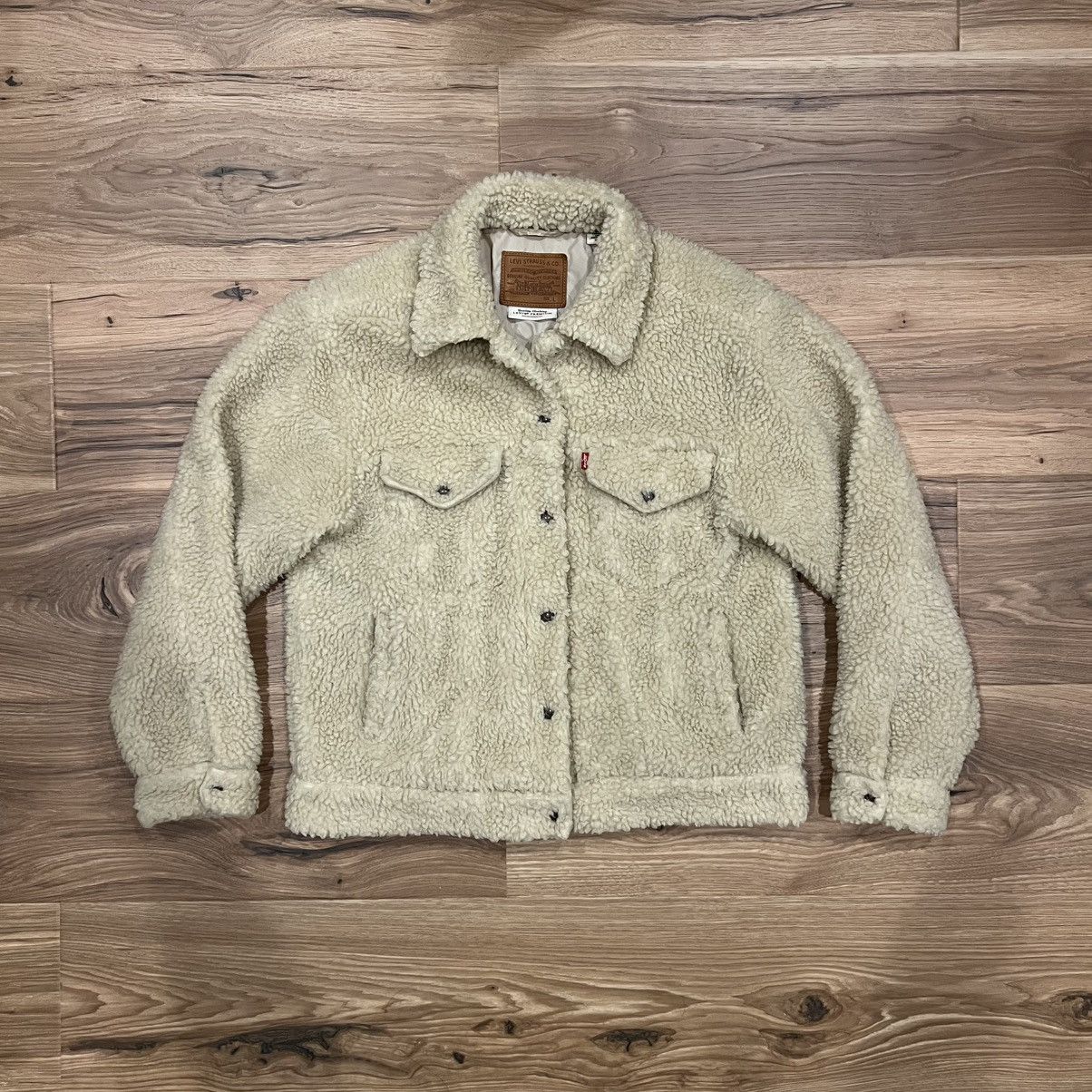 Levi's Levi’s Original Sherpa Trucker Jacket Womens Large Beige Size L / US 10 / IT 46 - 1 Thumbnail