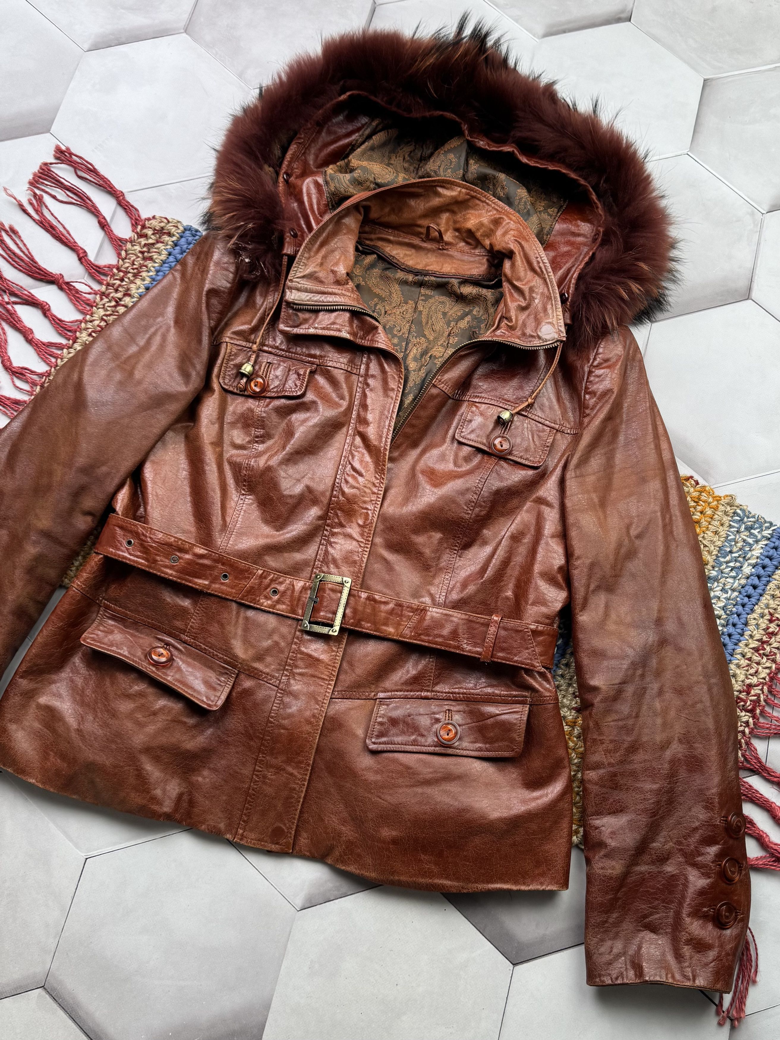 Vintage Vintage Hooded Leather Jacket (E4) Size US S / EU 44-46 / 1 - 3 Thumbnail