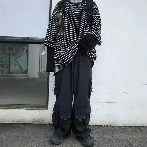 Other Black Cargo HipHop Punk Oversize Wide Leg Trousers Size US 30 / EU 46 - 4 Thumbnail