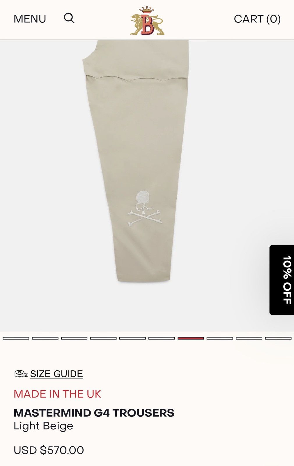 Baracuta × Mastermind World Baracuta Mastermind G4 Trousers Light Beige Size M Size US 32 / EU 48 - 17 Thumbnail