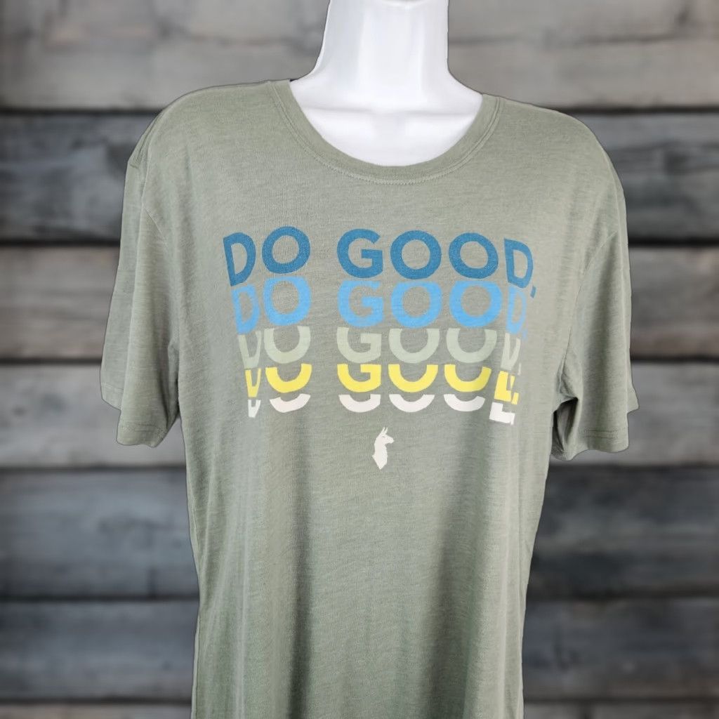 Cotopaxi Cotopaxi Womens Graphic Tee XL Green Blue Do Good Cotton Blend Short Sleeve Shirt Womens XL Green Blue Do Good Cotton Blend Size 40" / US 18 - 1 Thumbnail
